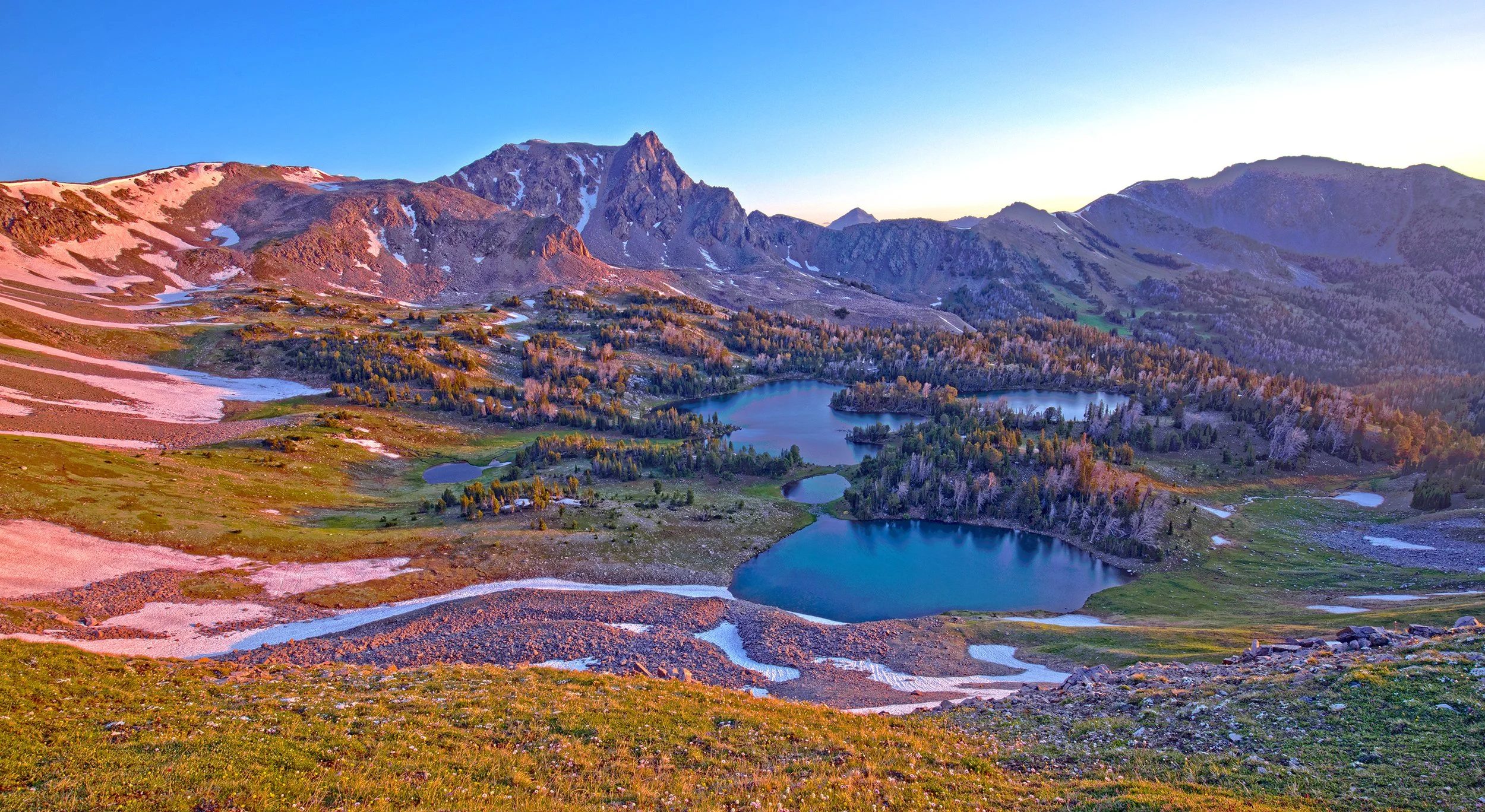 Sunrise Alpenglow, Alp Lake, Imp Peak, Lee Metcalf Wilderness, Madison Range, Montana