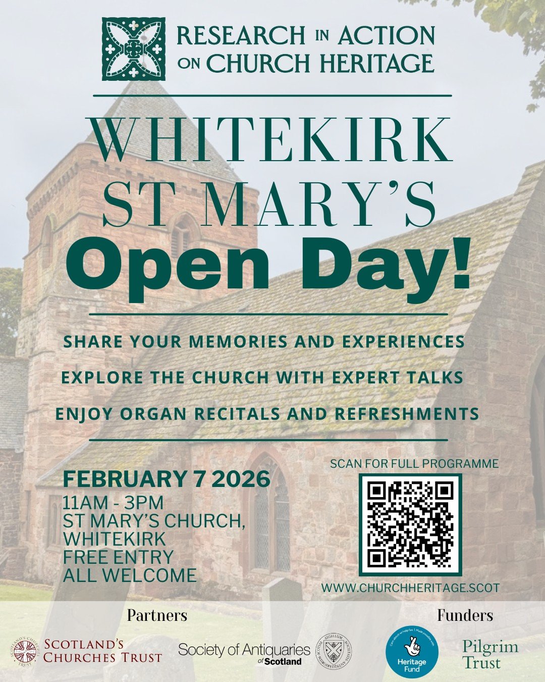 St Mary&rsquo;s Church, Whitekirk, will be hosting a special open day Community Heritage Event on 7 February 2026, and everyone is warmly invited to take part.

As part of the Research in Action on Church Heritage (ReACH) project, the day will offer 
