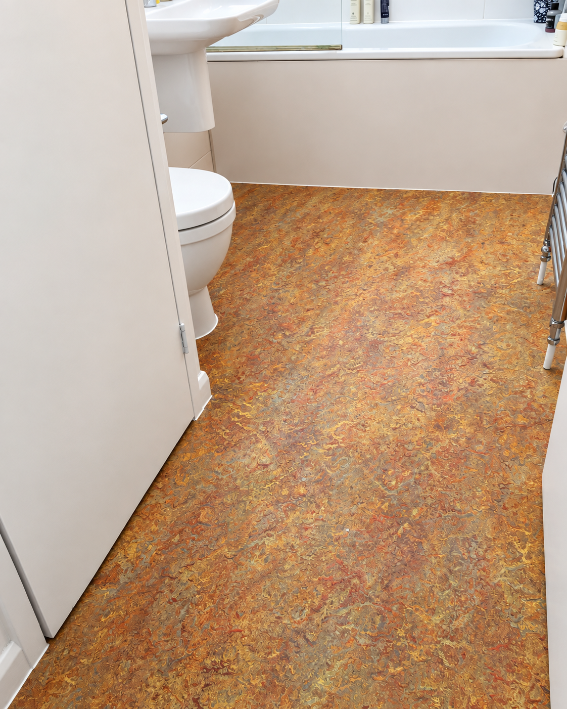 Forbo Marmoleum Vivace flooring expertly installed in a residential bathroom by Floor London.