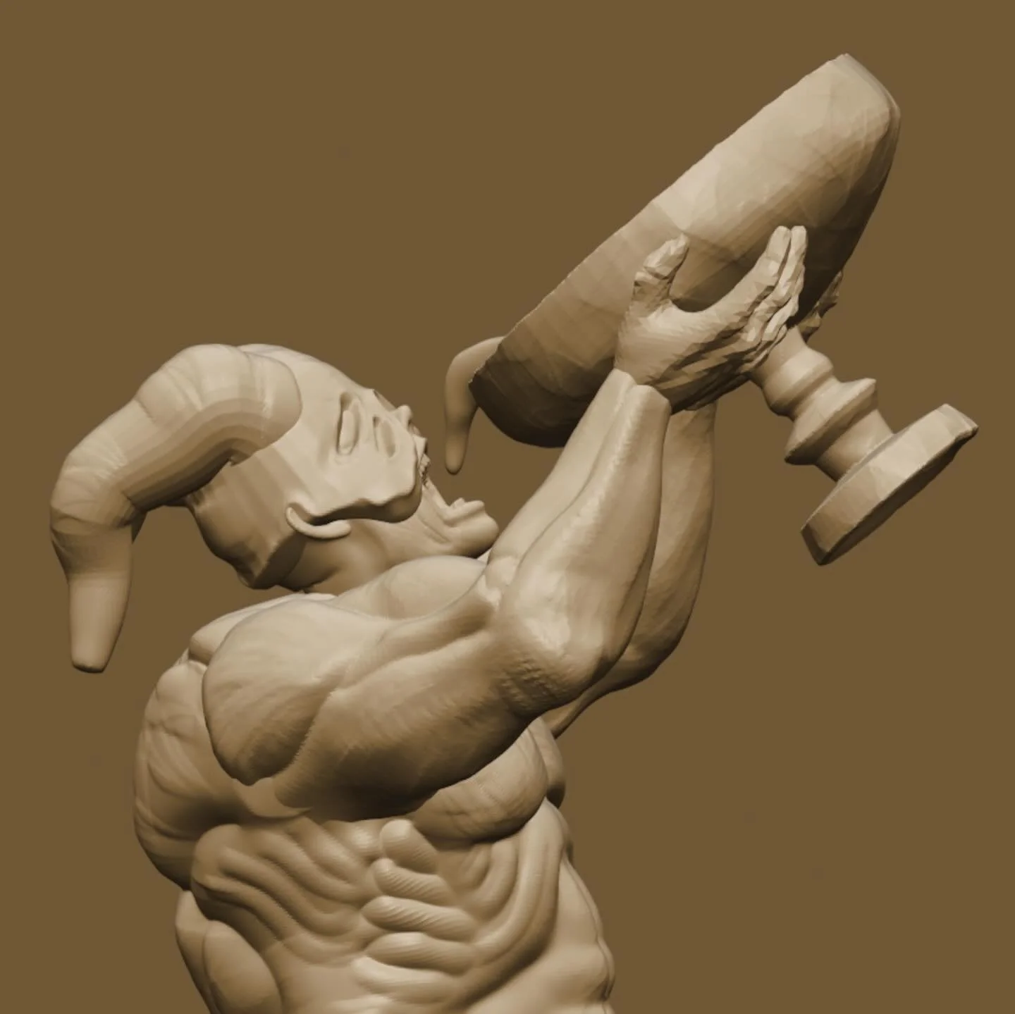 Sculptober day 13 - DRINK

I got inspired by yesterdays cultist, and decided to do another one! This one is drinking some unspeakable brew as part of a ritual. Or maybe it&rsquo;s just protein shake.
I have a lot of details and little fixes left to d