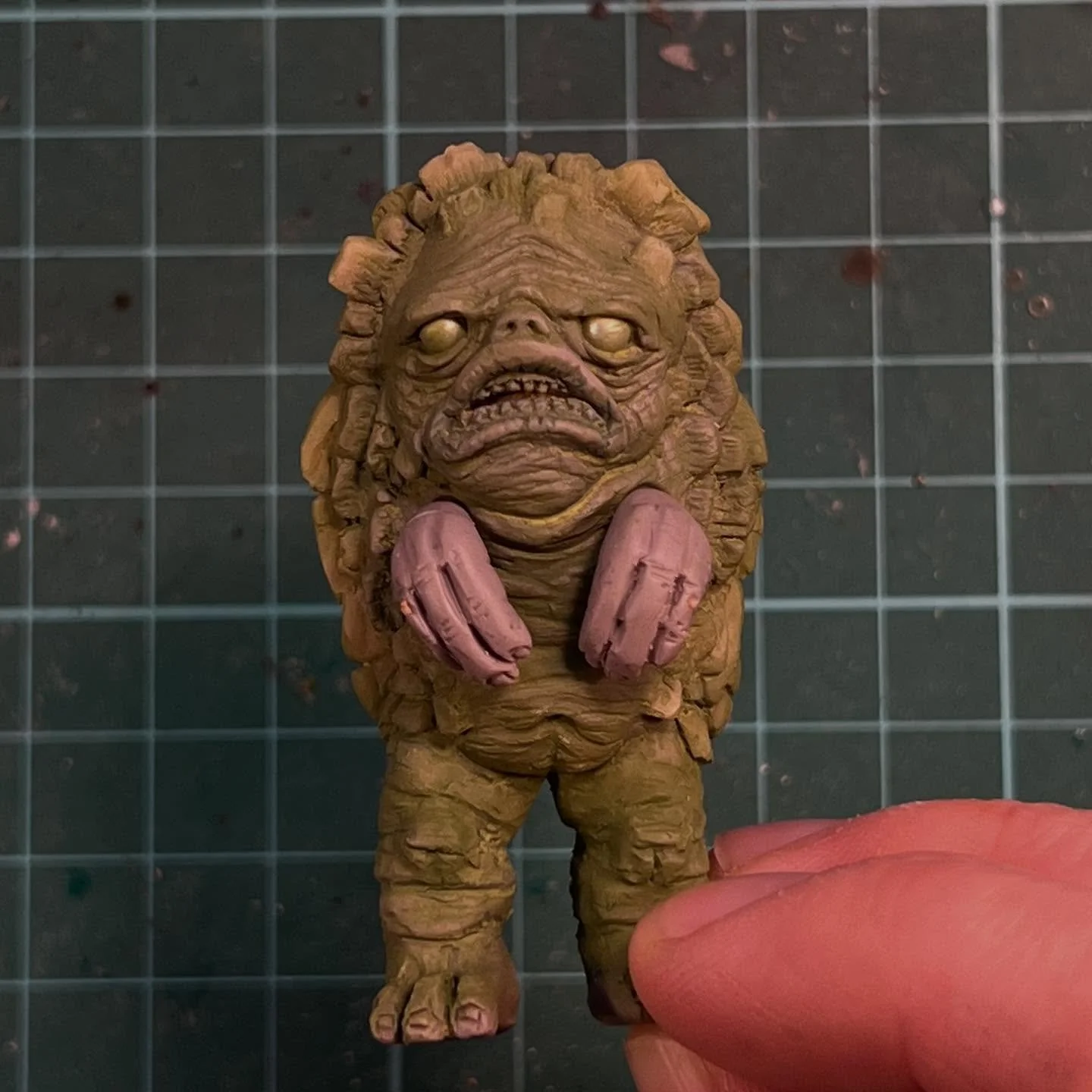 Day 28: SKELETAL

I started on some skeletal hands for this one. I will carve them down and add knuckles and joints with epoxy putty after baking.
Pretty pleased with this friend so far!