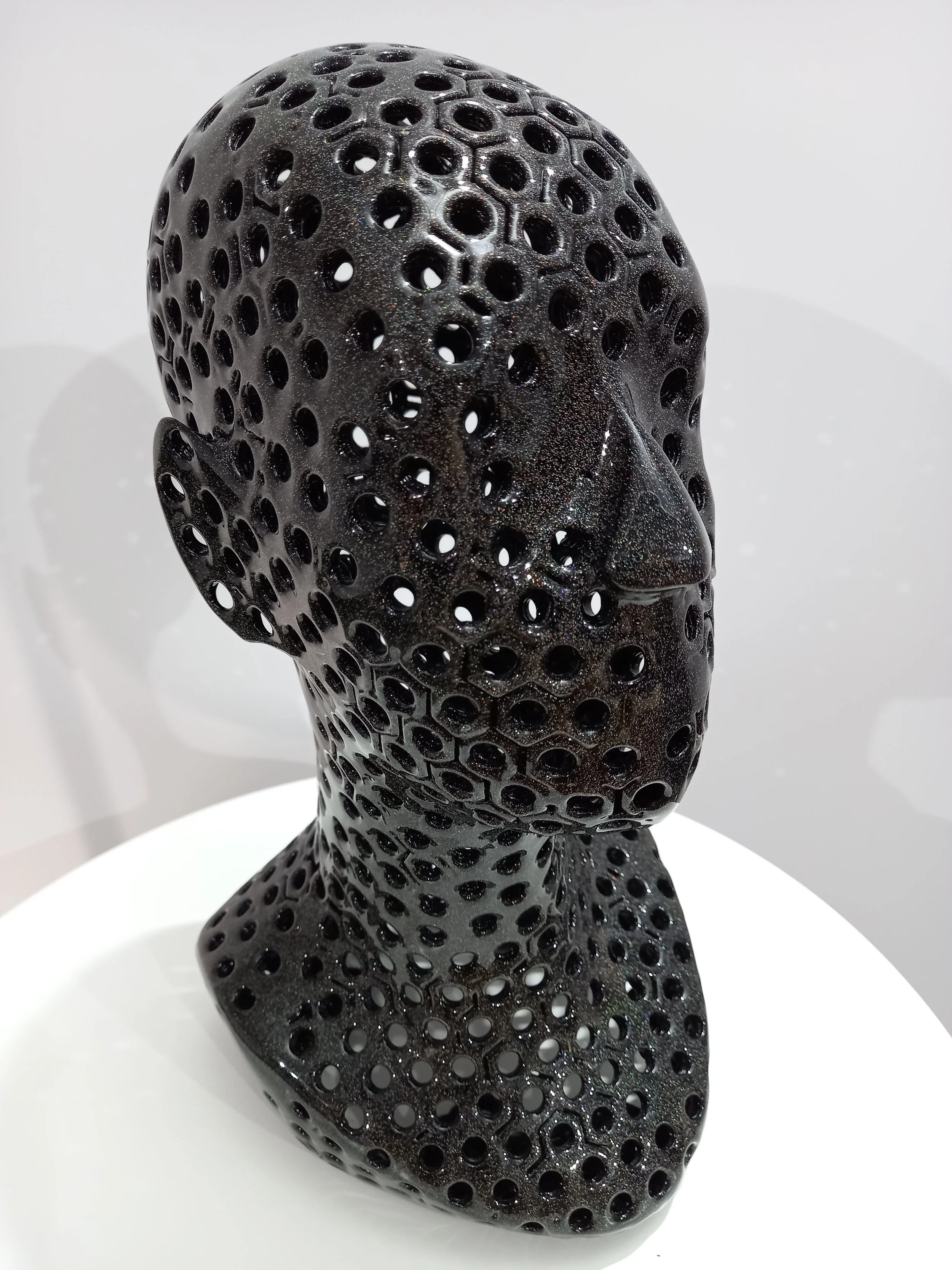 "A Forged Mind Constructs Itself" - Available now (Sculpture Store) - Steel Head Sculpture - Nut Art by David Buffrey - Metal Art Buff