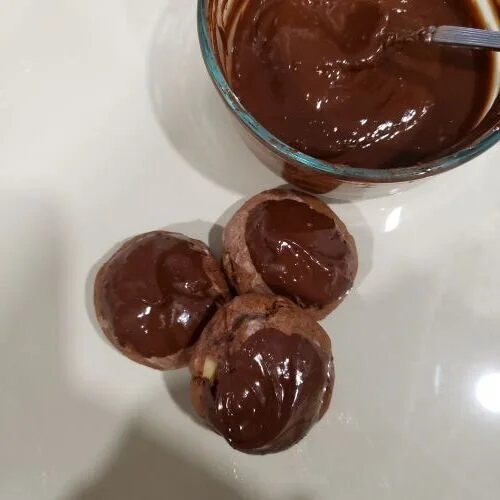 Chocolate glazed meatball cookies