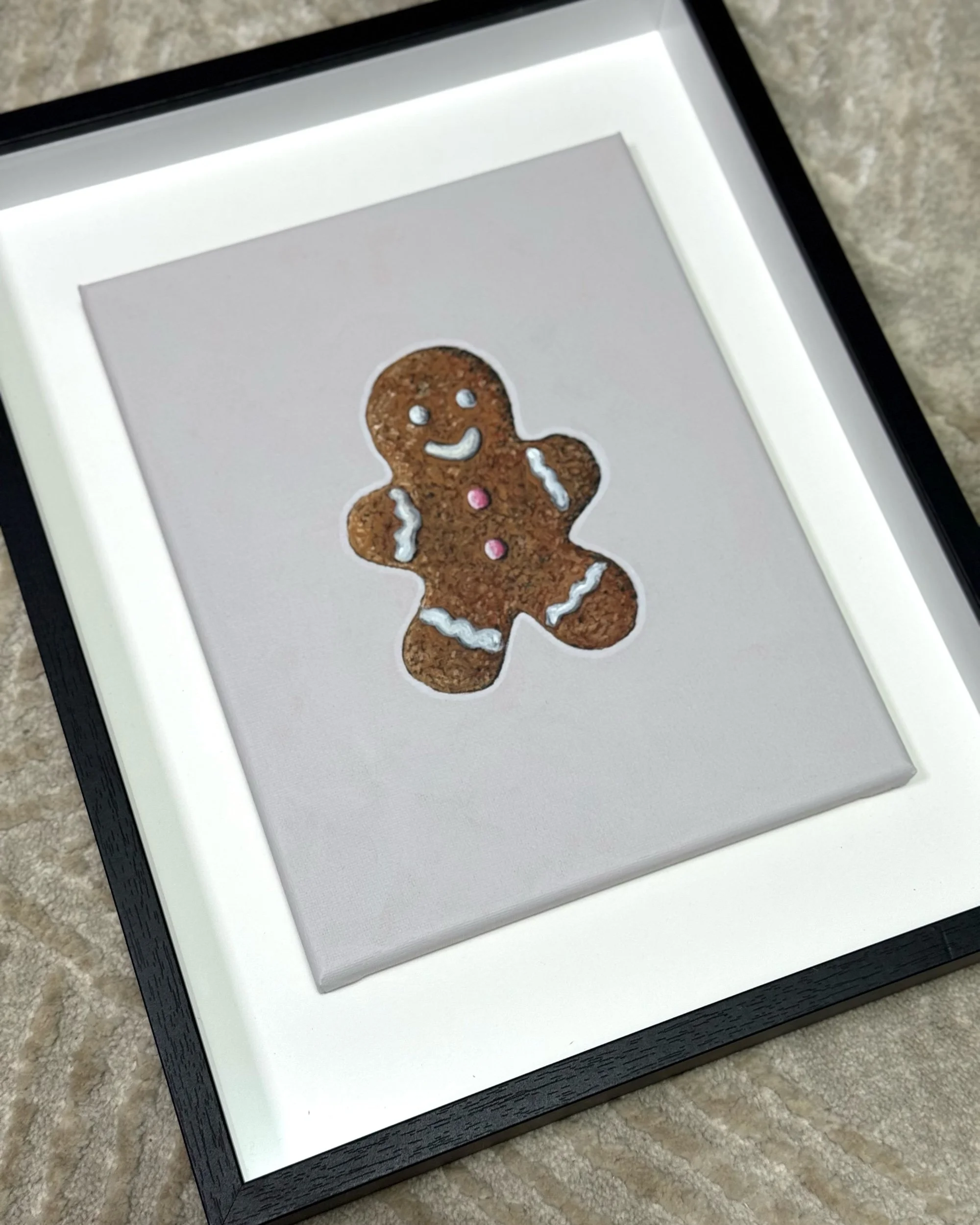 Vintage Gingerbread Man Painting – Framed Original + Limited Edition Prints