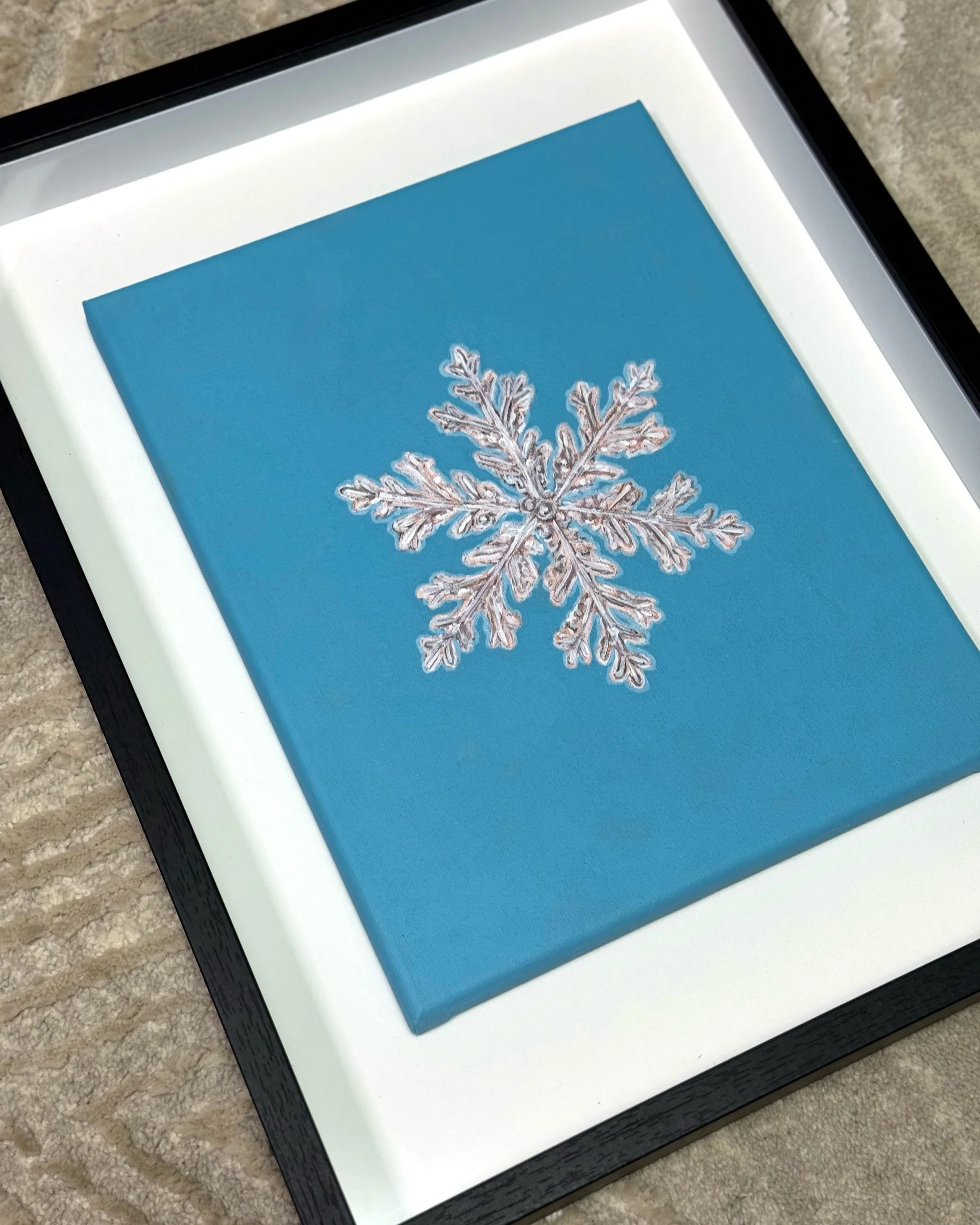 Vintage Snowflake Painting – Framed Original + Limited Edition Prints