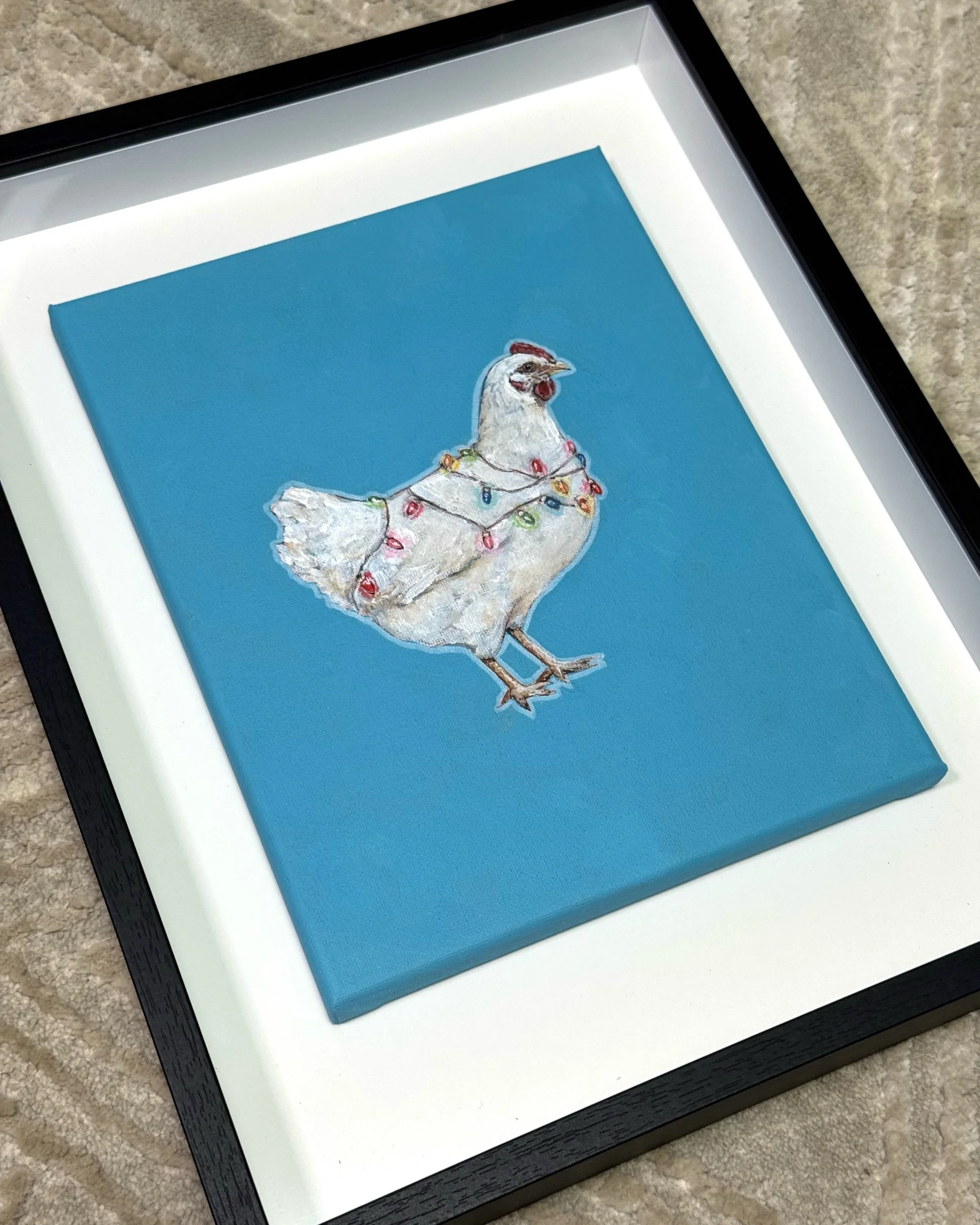 Vintage Chicken Painting – Framed Original + Limited Edition Prints