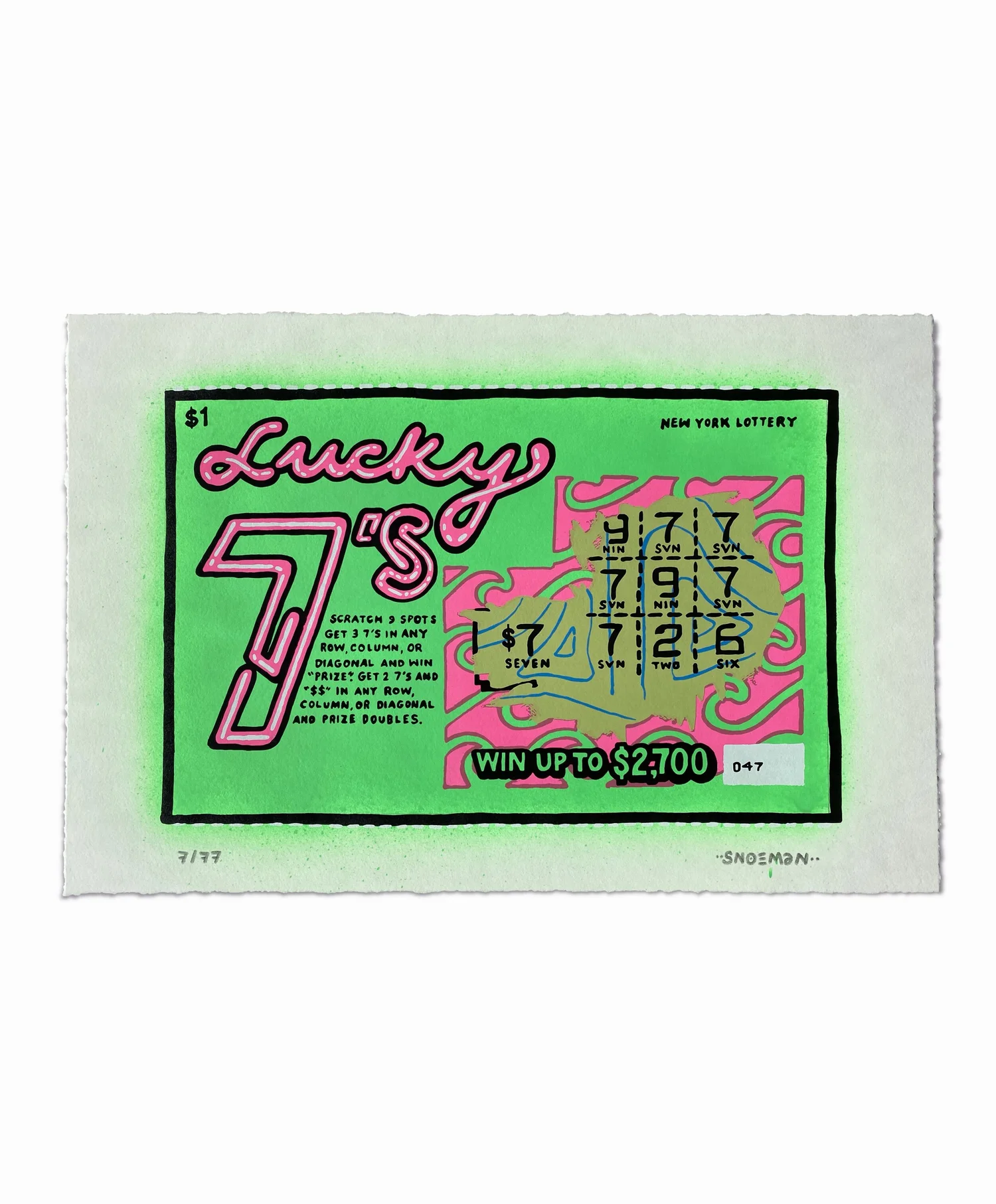 LUCKY 7's - HANDMADE SCREEN PRINT — thesnoeman