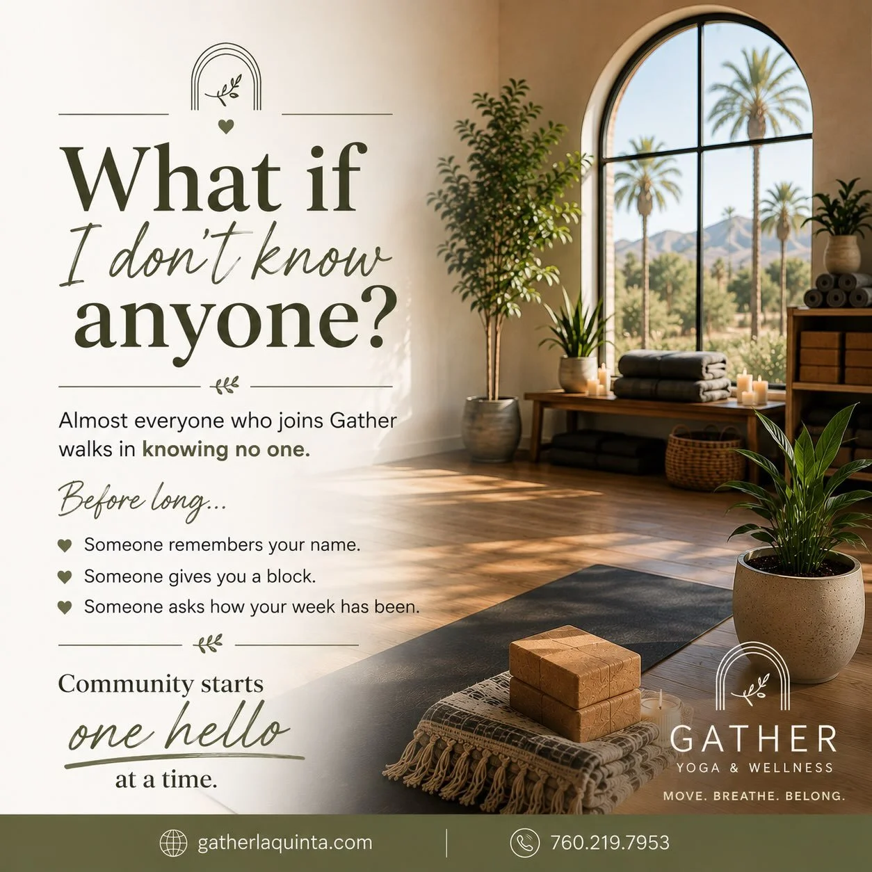 Have you been thinking about trying a class at Gather&hellip; but you&rsquo;re worried you won&rsquo;t know anyone?

You&rsquo;re not alone.

Almost everyone who joins us walks through the door for the first time knowing no one.

And then something b