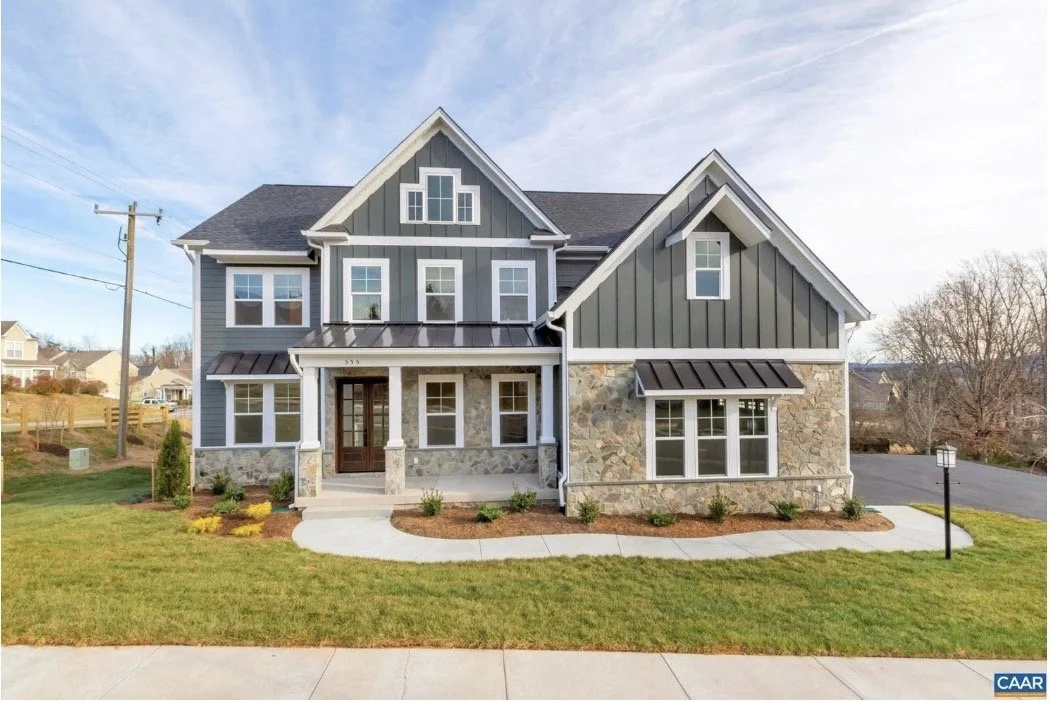 Photo - New Construction Home built by Greenwood Homes at 555 Tilley Ct in Crozet, VA with beautiful stone work and fresh landscaping
