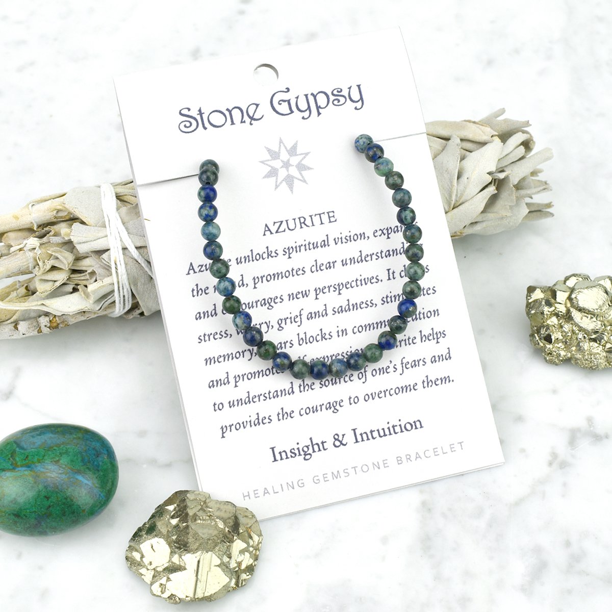 8mm Azurite Bracelet, Round Azurite Bracelet, Azurite Gemstone Bracele –  Moon Mountain Gems