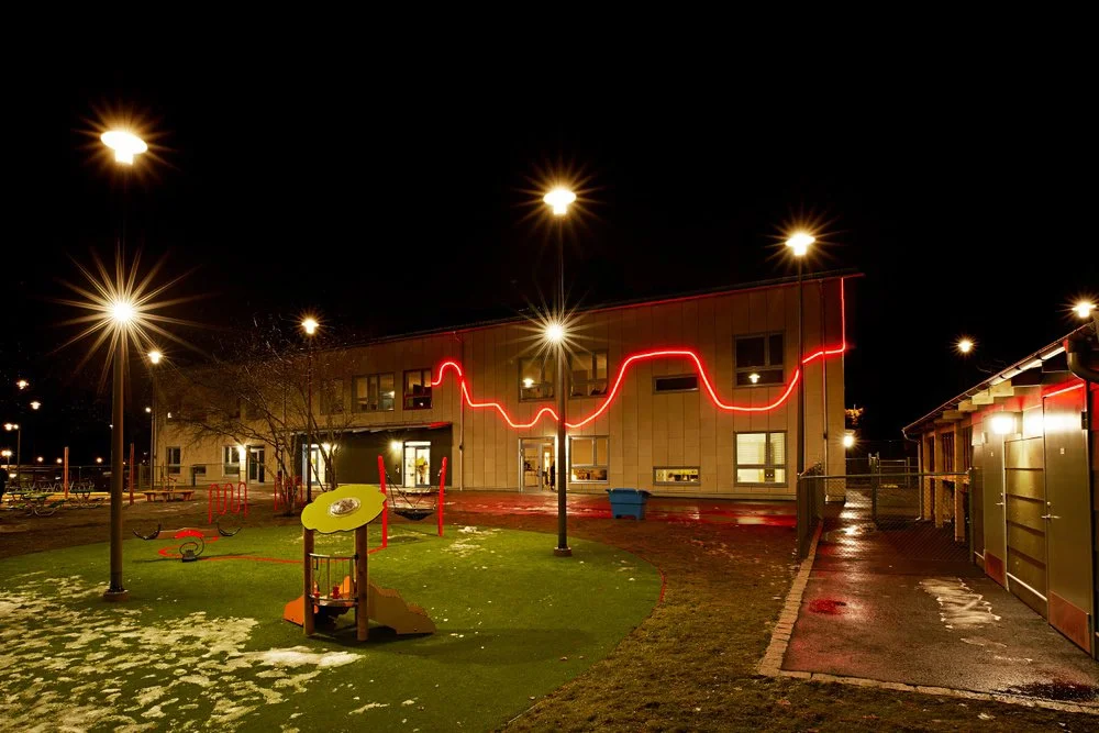 Installation of, The Red Thread, 2019, Hökarängen, Stockholm, SE