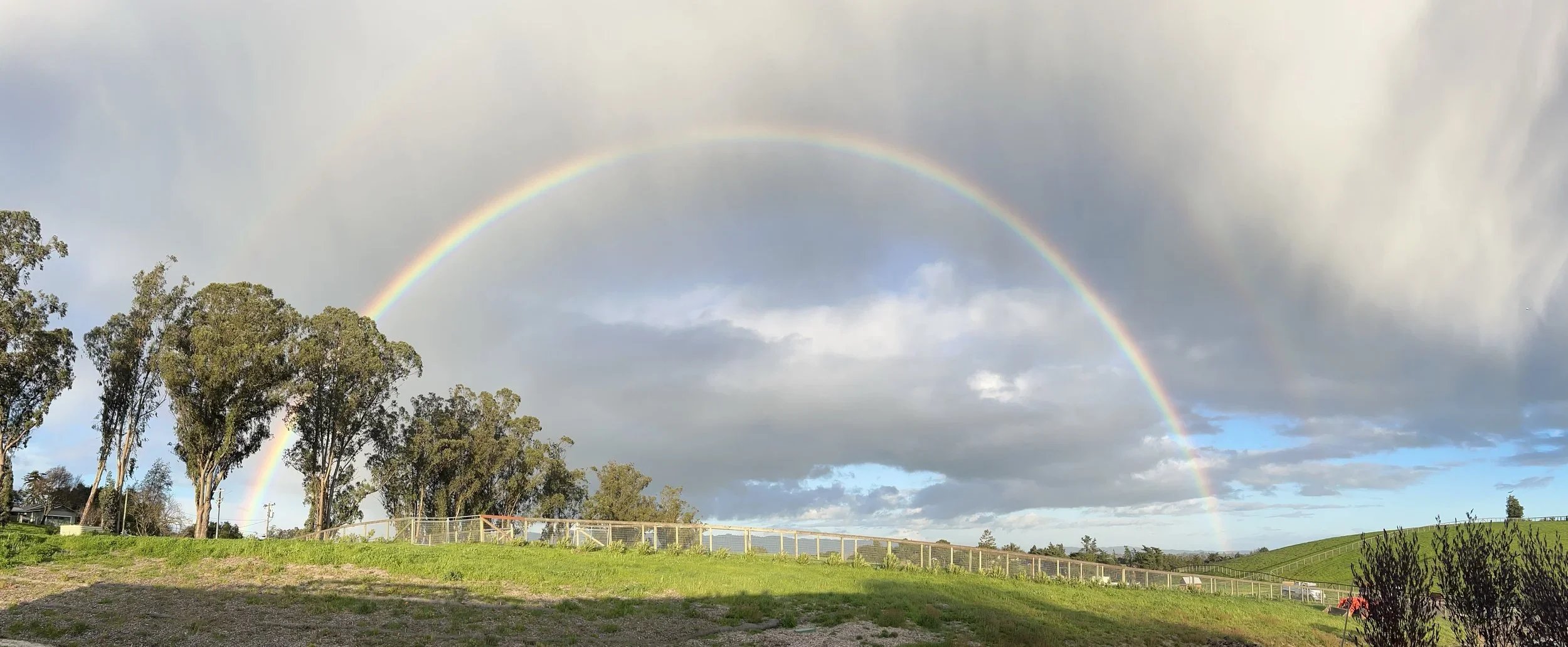 Rainbow over Moonbow Medicine Farm in Sonoma County, California