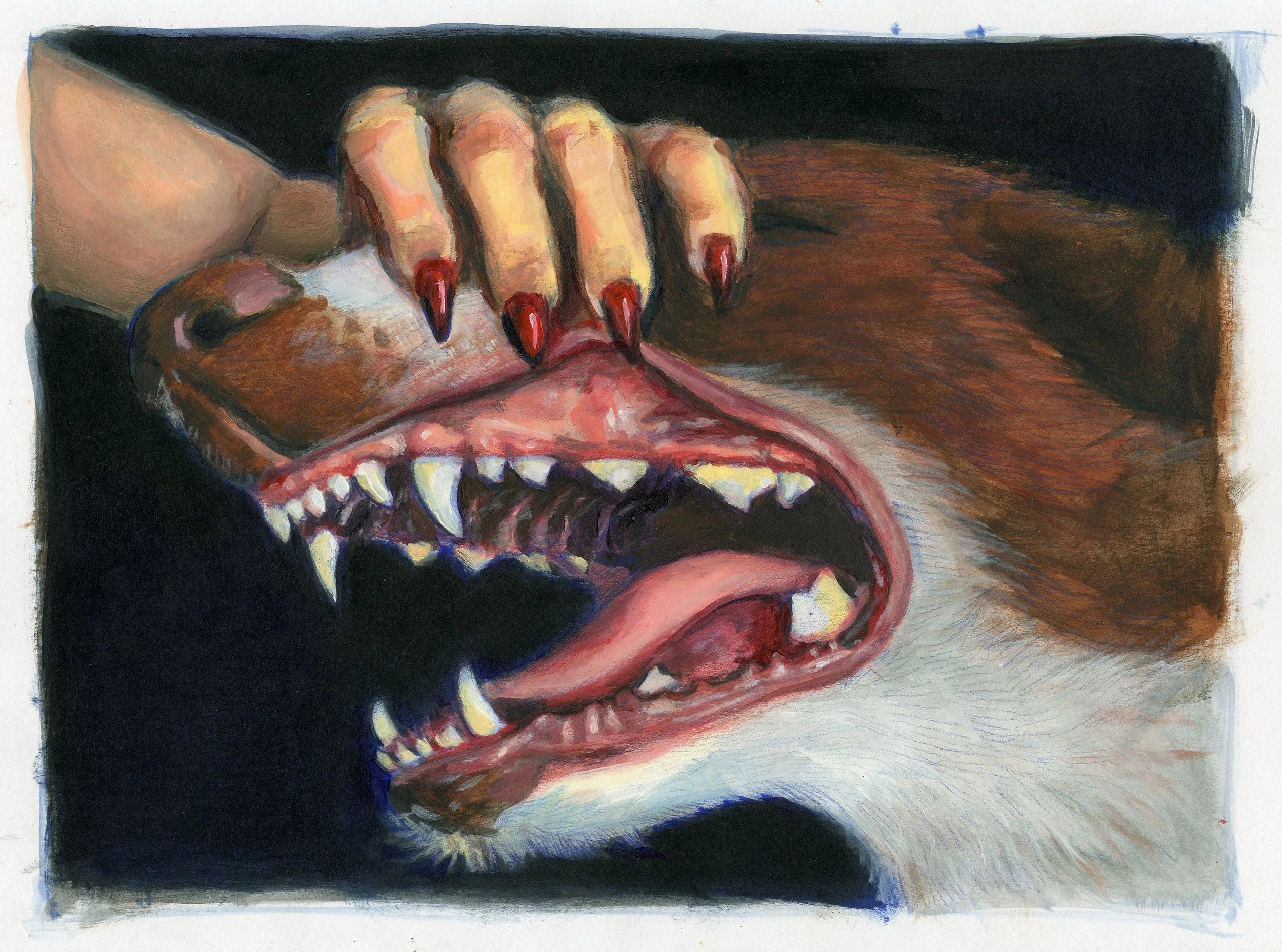 Izabella_Volovnik_Smile (bitch)_Acrylic and colored oil pencils on paper_27x36 cm_2021.jpg