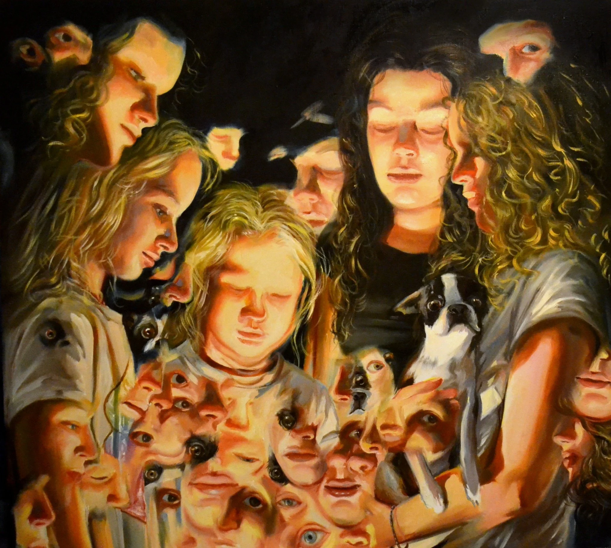 Klara Sedlo, Four Cousins and the Dog, oil on canvas, 110×120 cm, 2022.jpg