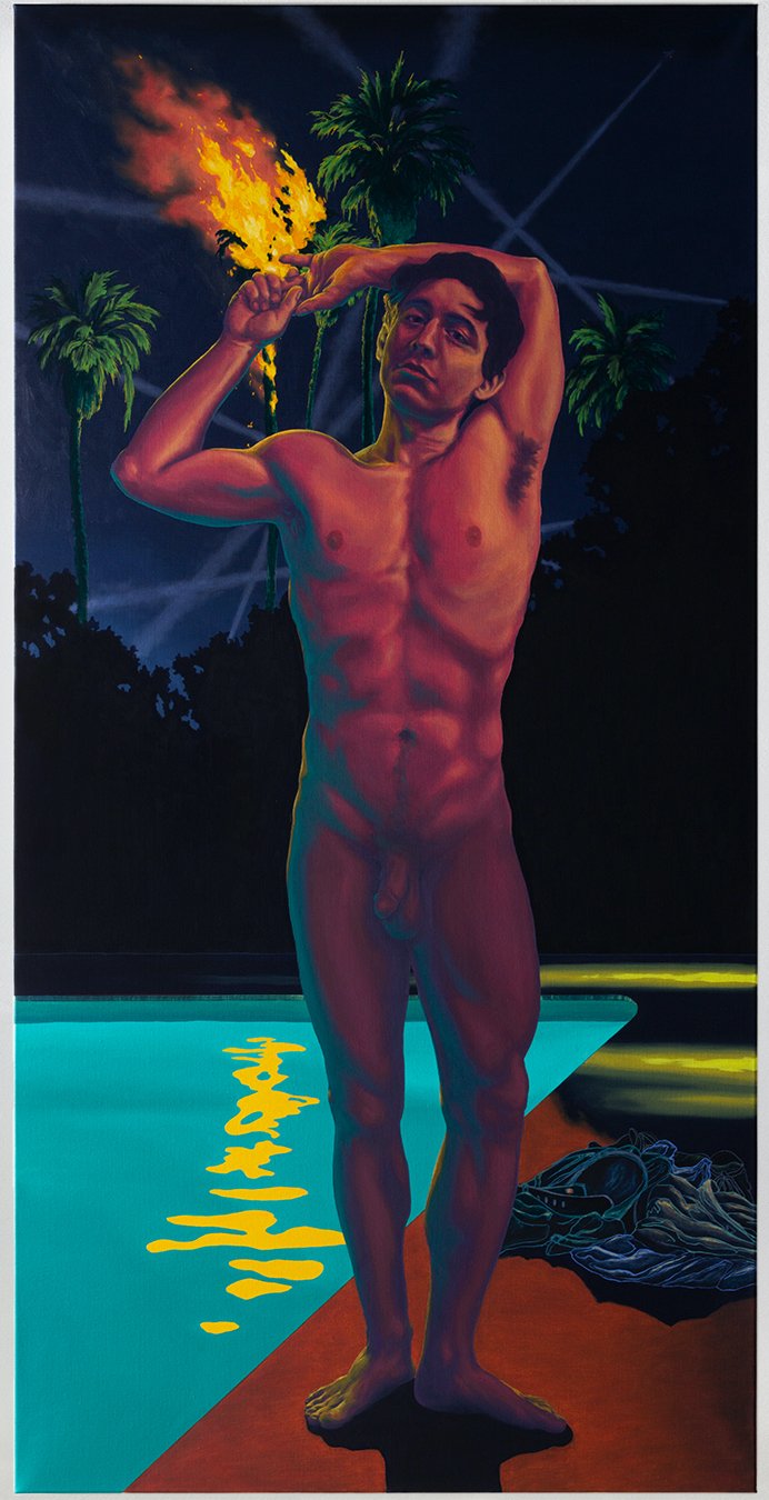 Chris_Minard_A Start and Omniscient Gaze (17 Hours in Hollywood)_ioil on linen_60 x 30 in_2023.jpg
