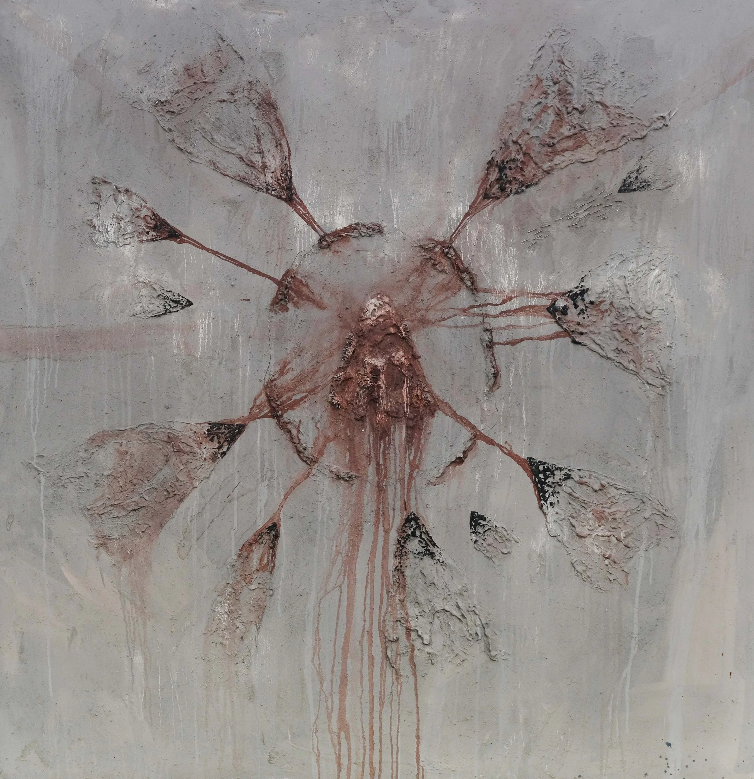 Cheng Yen Yu, Dark forest hypothesis, (plaster, clay, acrylic, wire, nail on canvas), 170 x 160 cm , 2024.jpg