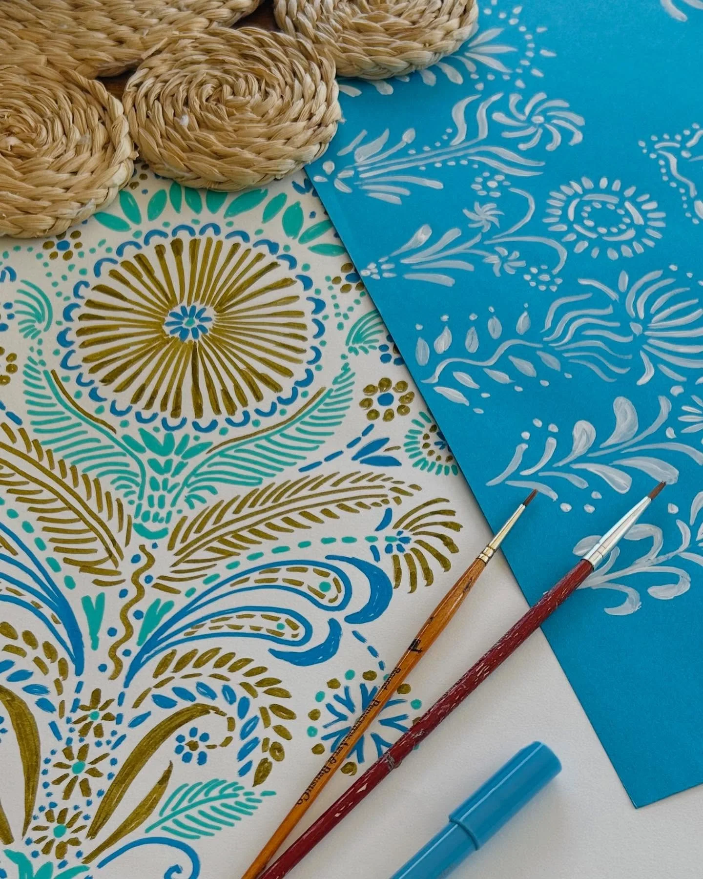 A few of our new folk art prints in the works 🎨🌞🩵