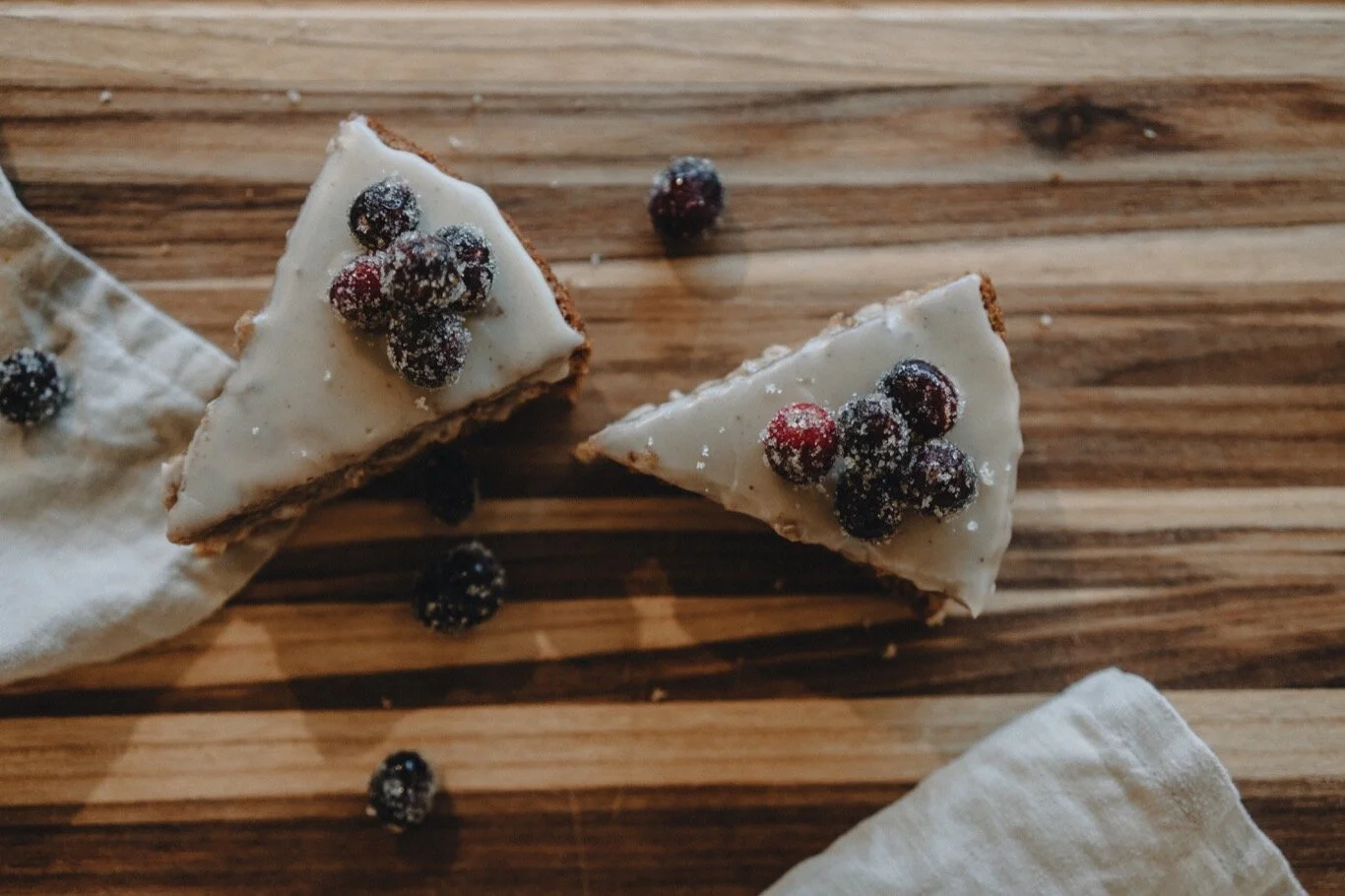 Spice Cake with Nutmeg Glaze and Sugared Cranberries - Vegan