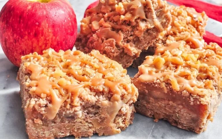 Caramel Apple Crumble Slices