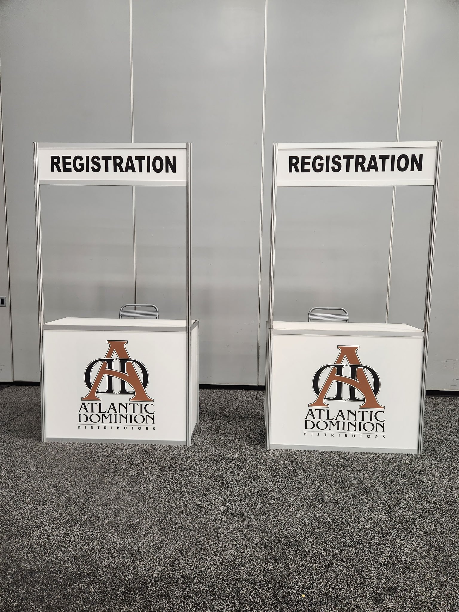 Registration Booths: 4' wide x 8' tall. Branded or non-branded