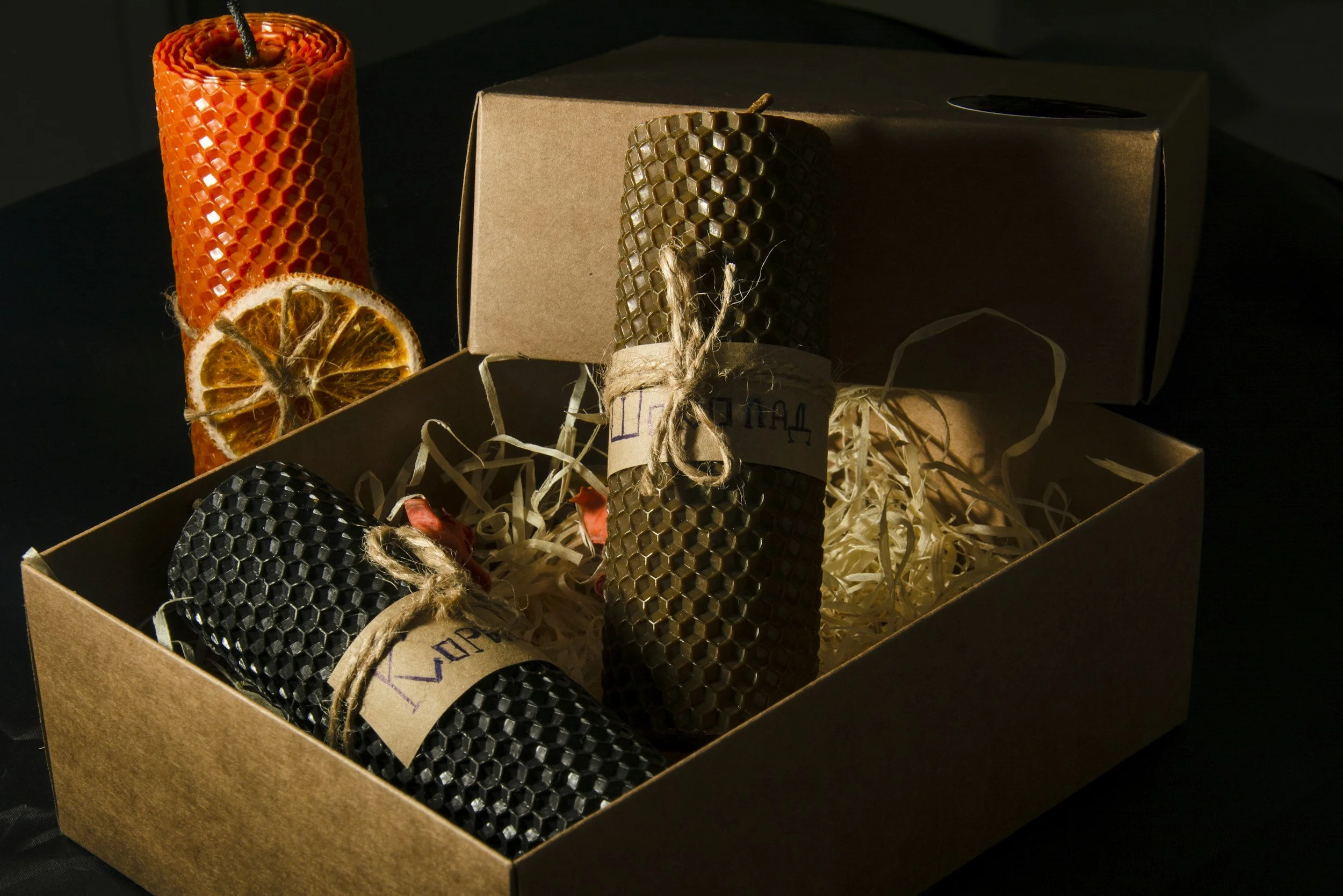 box of elegant gift candles