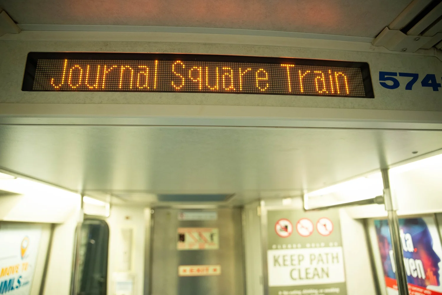 Journal Square PATH station train sign