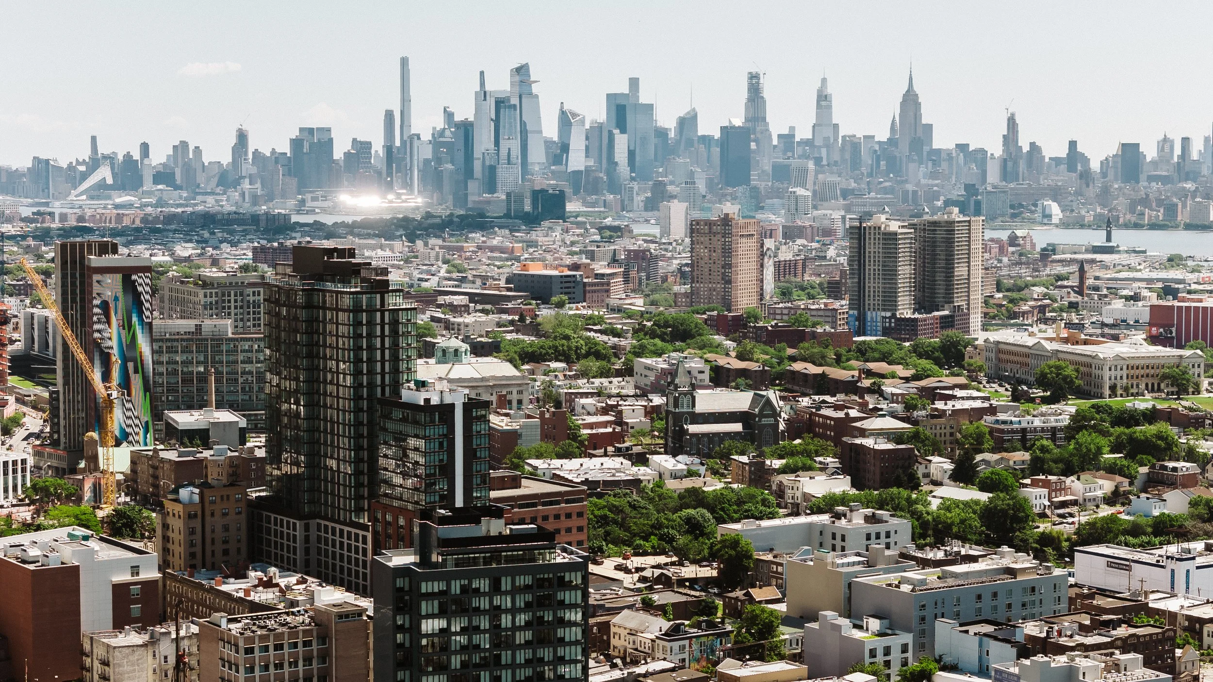 aerial view of Hudson County areas of Hoboken and Jersey City