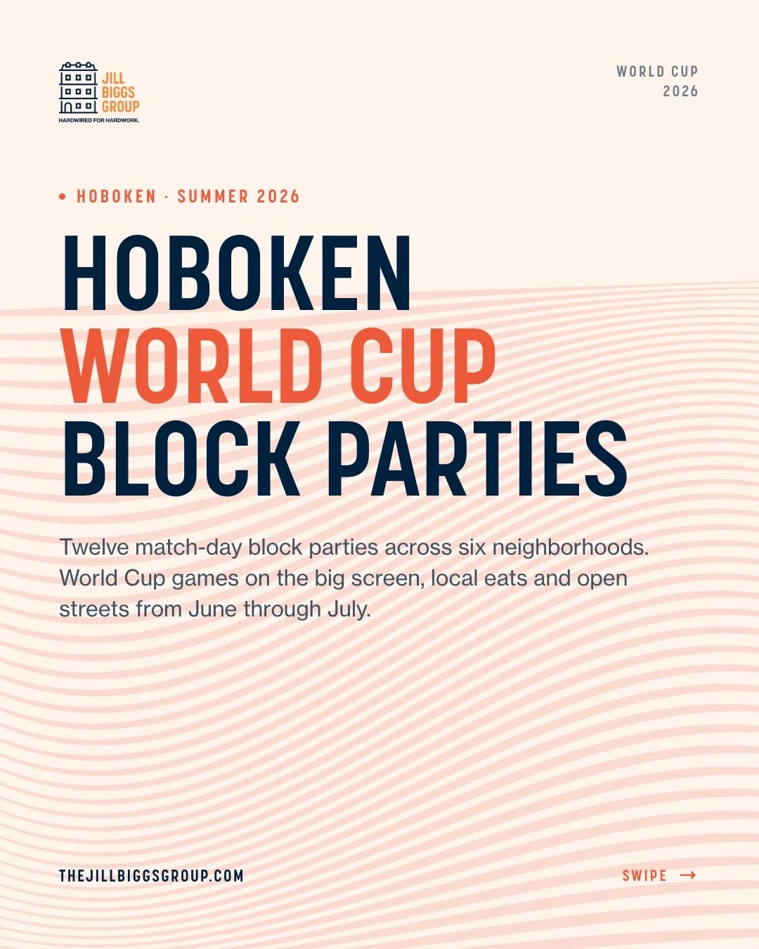 Hoboken knows how to throw a block party. ⚽️🏆 

This summer, the World Cup is taking over the Mile Square City with Big Match Block Parties happening across six neighborhoods. Think live match energy, local businesses, food, drinks, and an unbeatabl