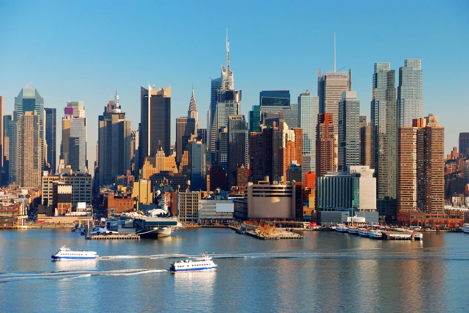 New York Waterway ferry crossing the Hudson River from Jersey City