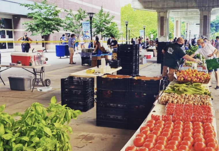 stalls at Hoboken Farmer Market