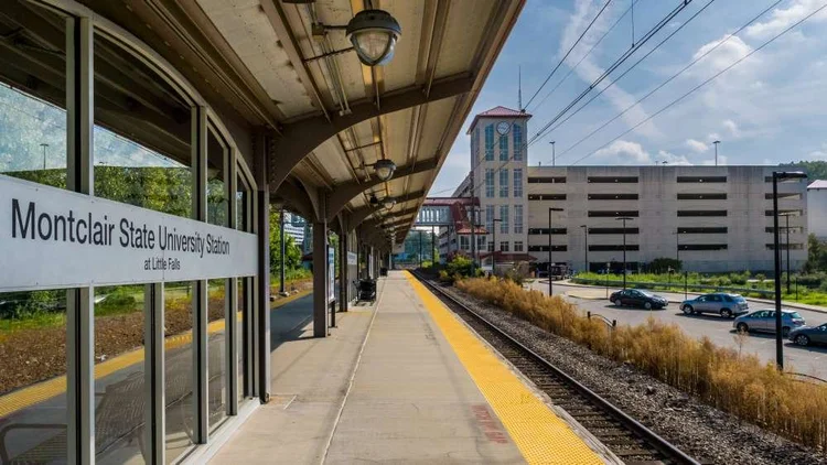Platform and station sign at Montclair State University station on NJ Transit’s Montclair-Boonton Line