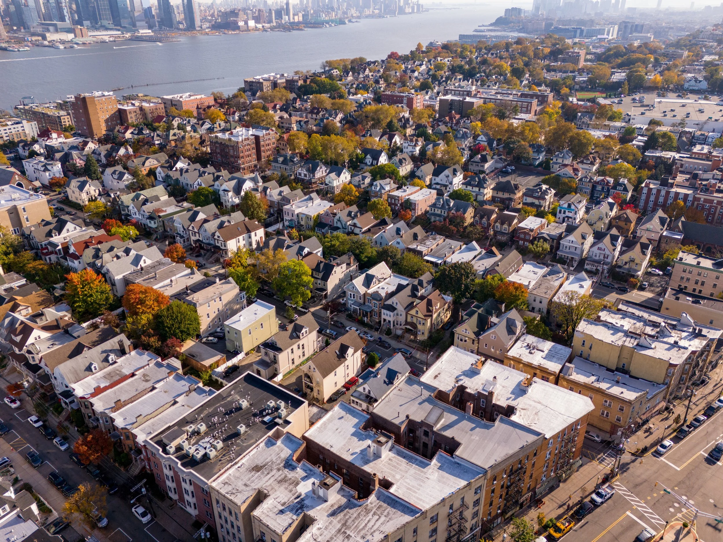 aerial view of residential buildings in Union City, NJ