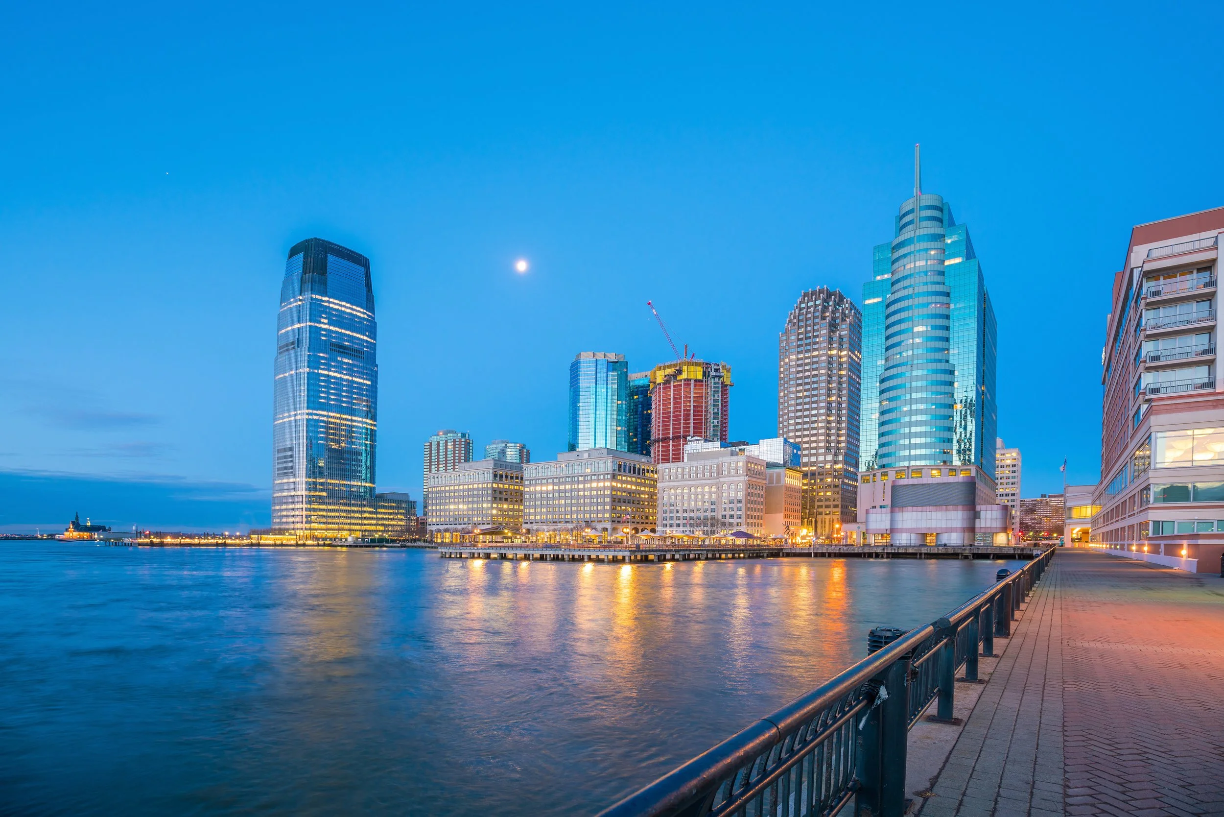 jersey city waterfront at dusk