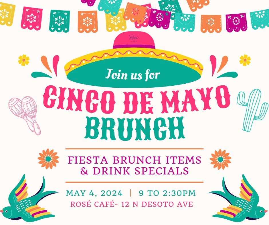 It's fiesta time! 🍹🌮

Join us this Saturday, May 4, 2024 for our Cinco De Mayo Brunch! It'll be filled with delicious food, specialty drinks and good vibes. 

Gather your friends, put on your sombroros and let's brunch together!