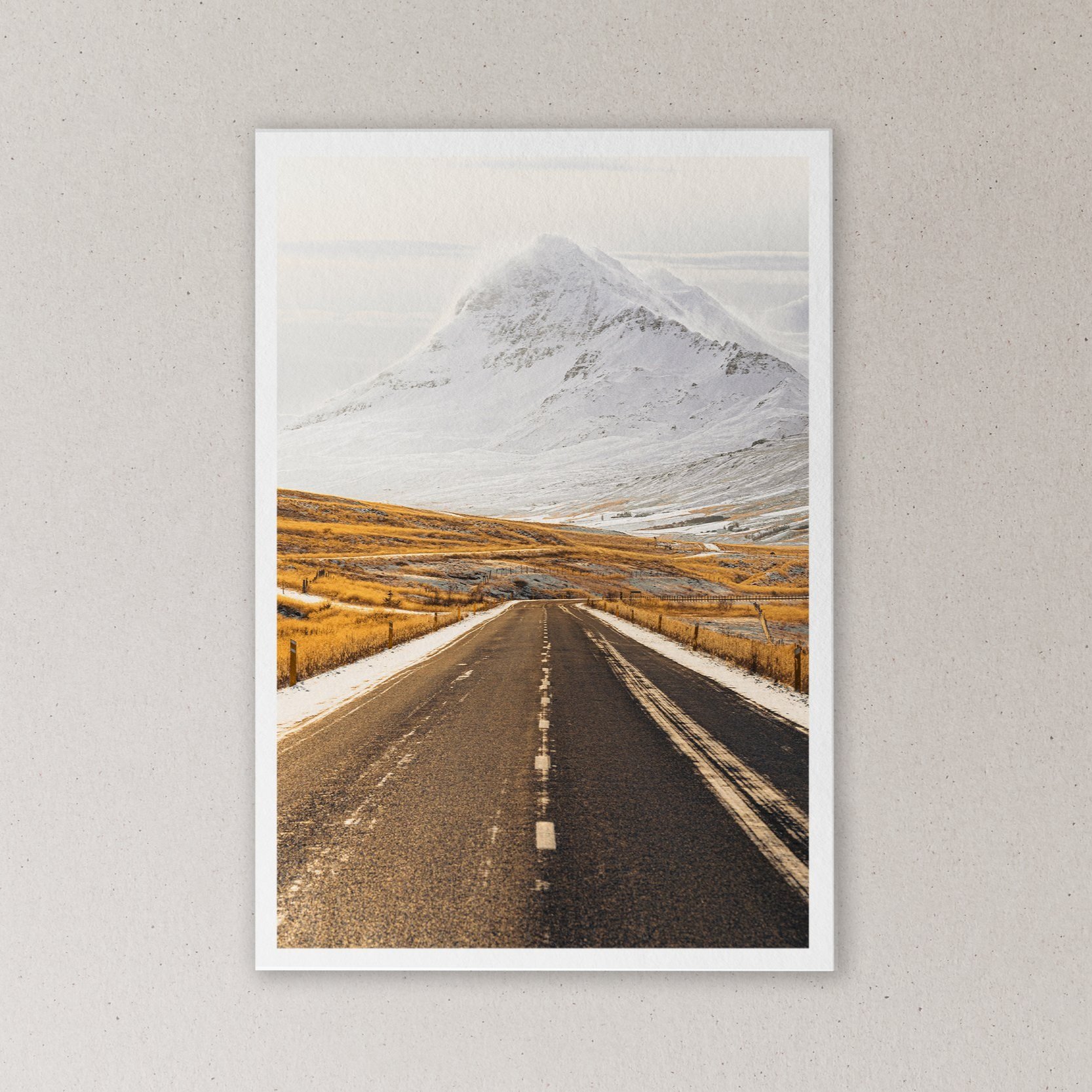 Paper mockup of a mountain near Route 1 in Iceland