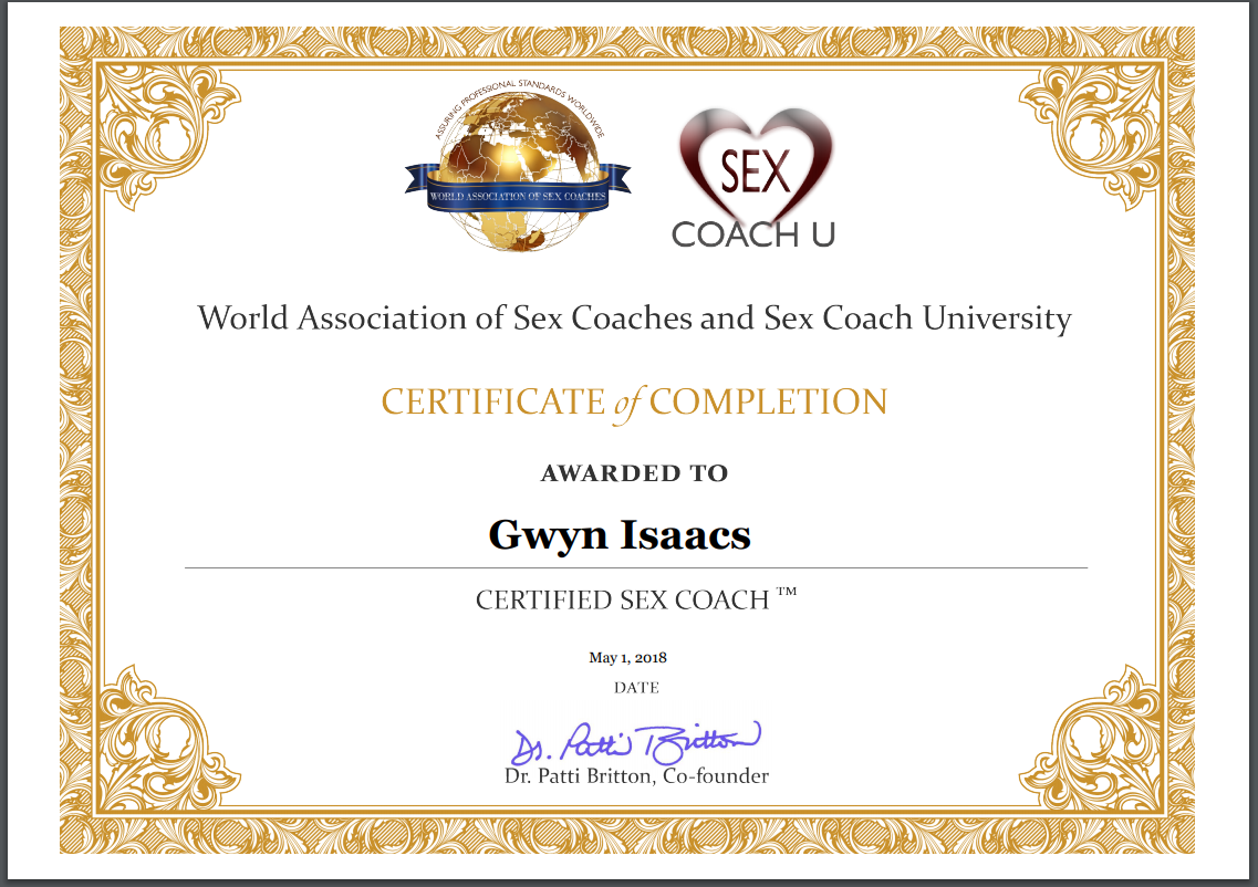 My Sex Coach U Graduation Certificate