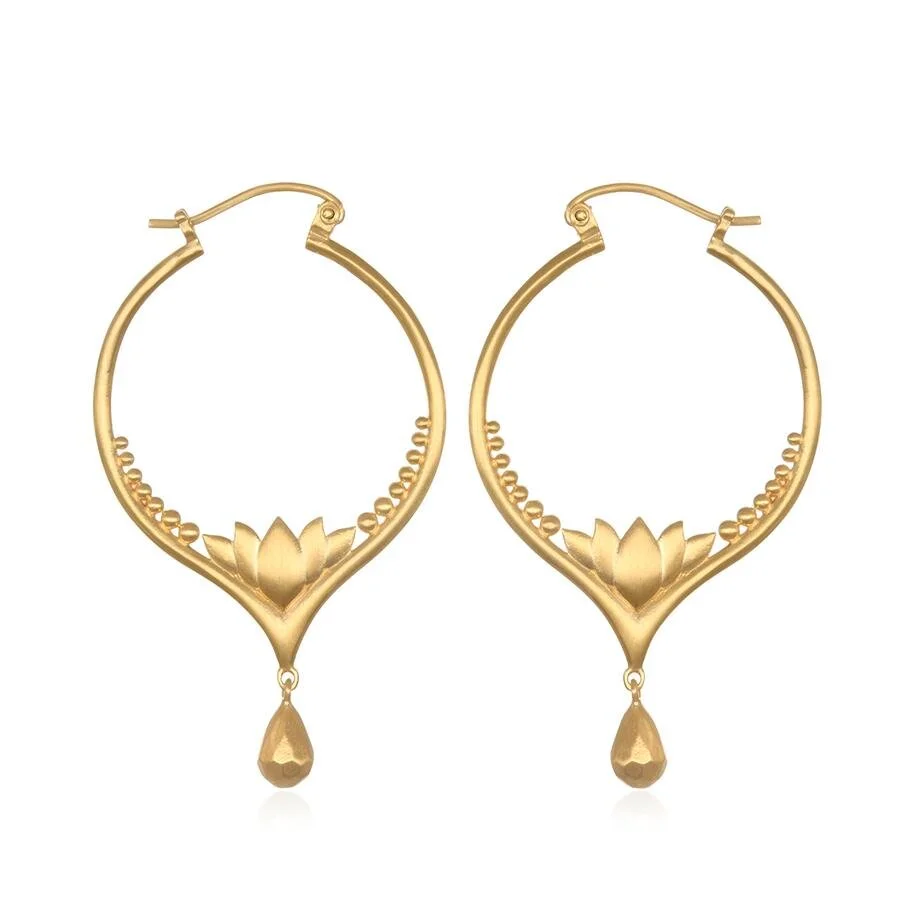 Gold Lotus Drop Hoop Earrings.jpeg