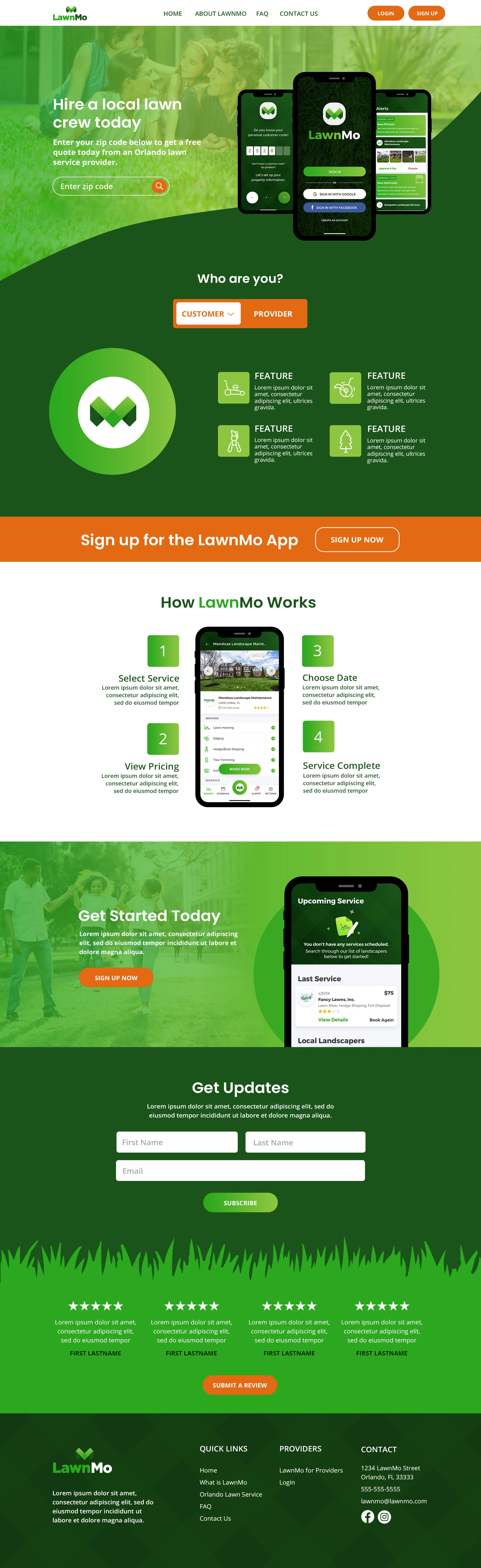 LawnMo App Homepage