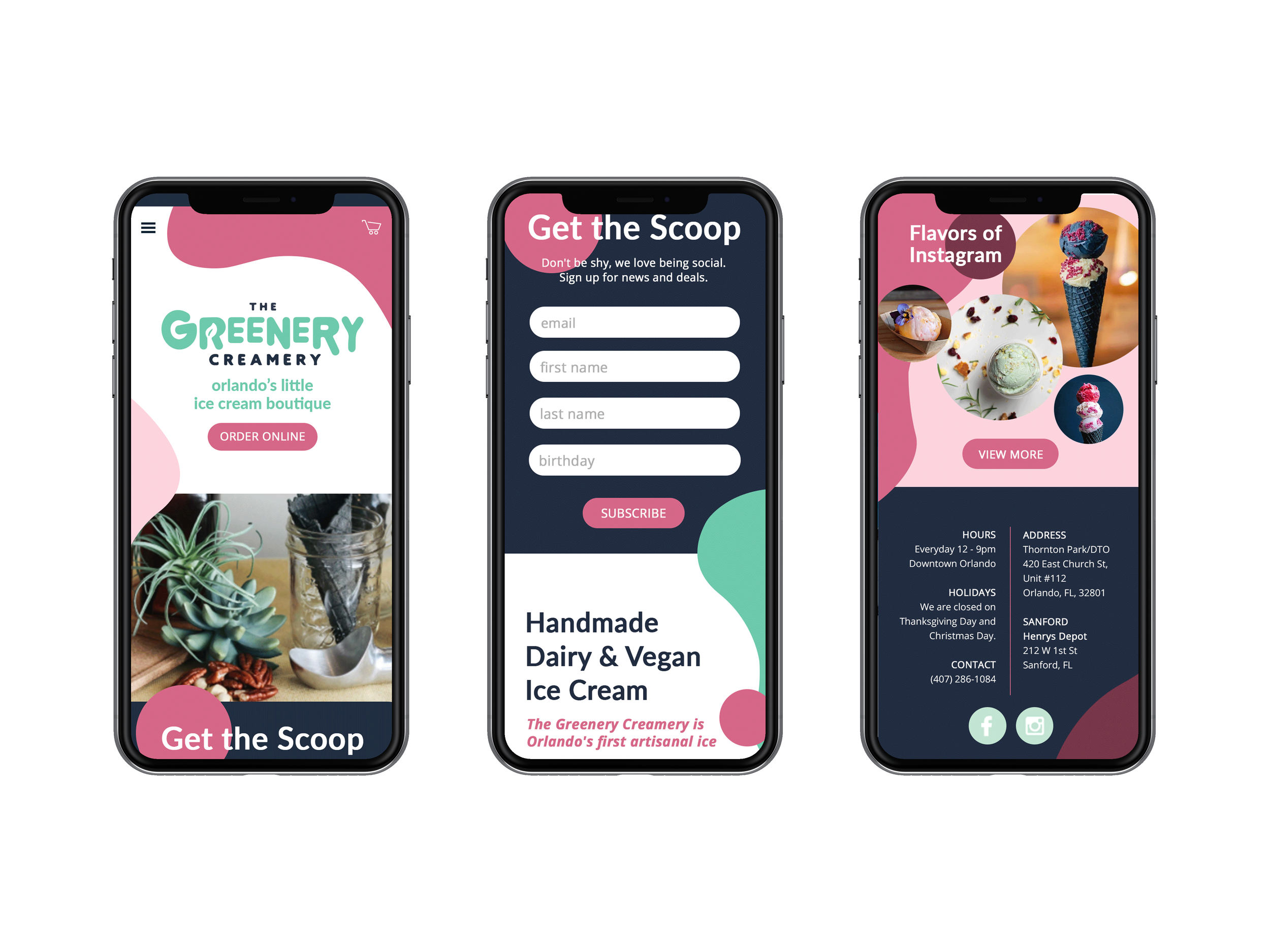 Greenery Creamery Mobile Design