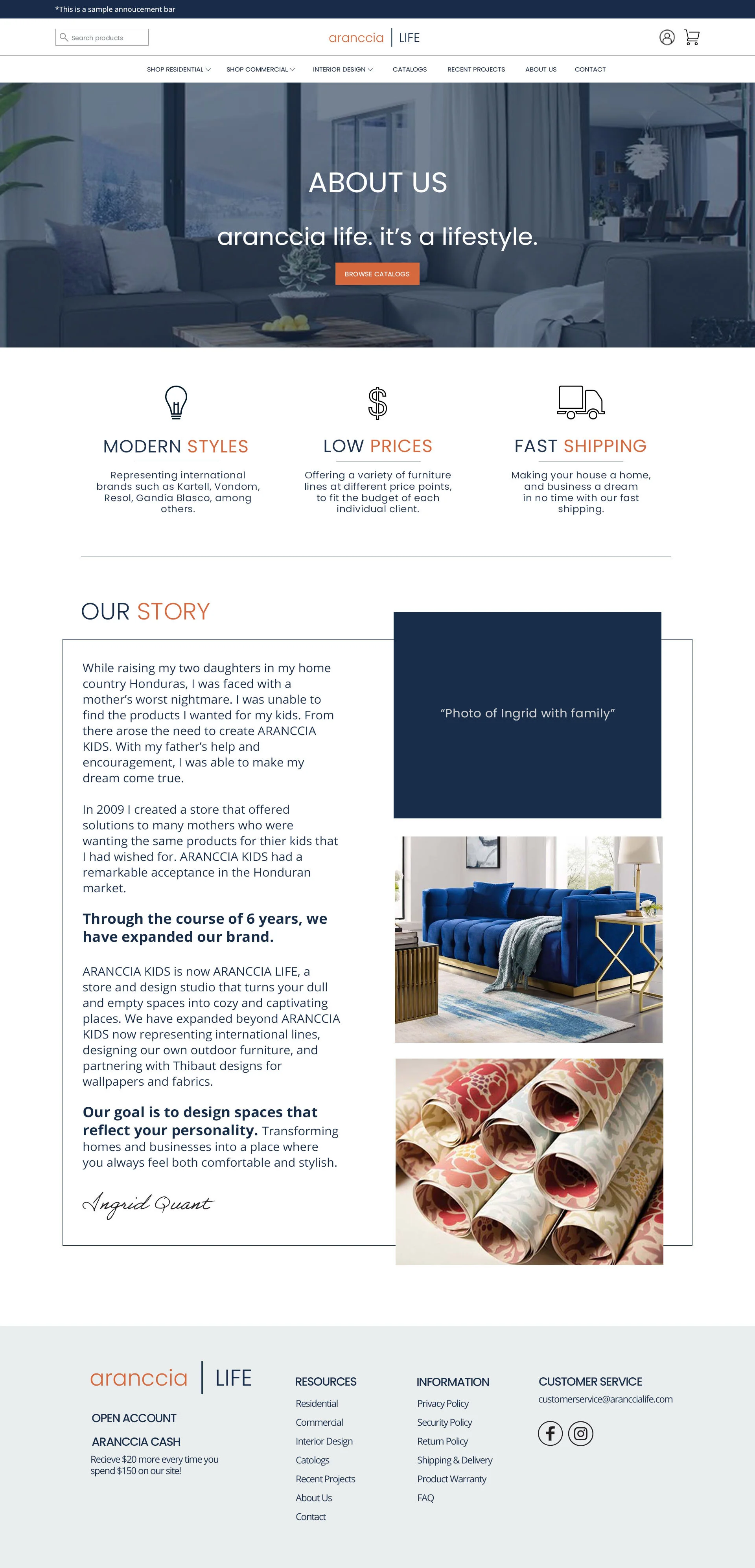 Arancia Life Furniture About