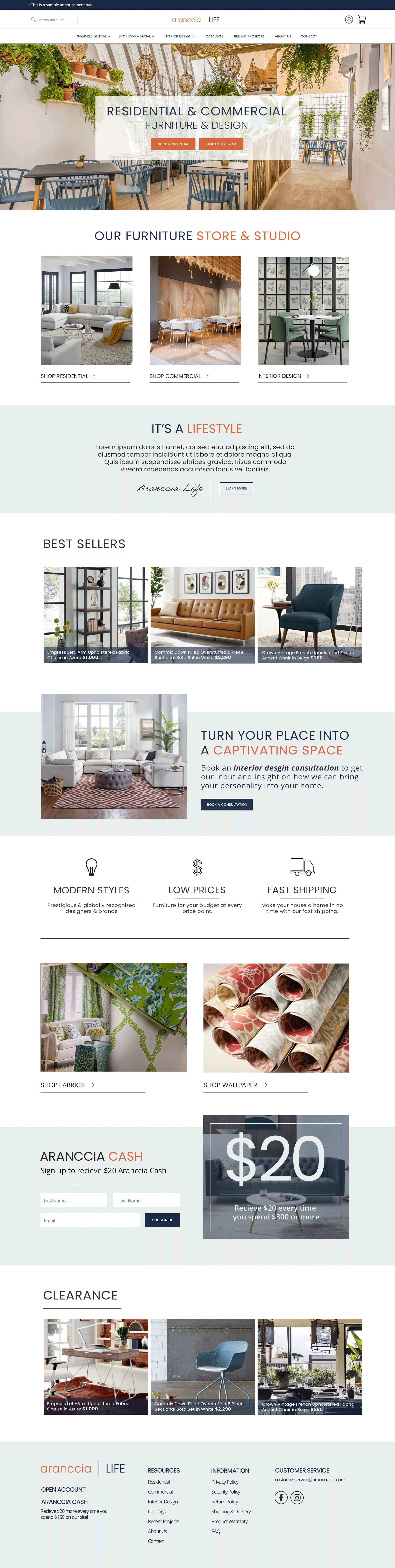 Arancia Life Furniture Homepage