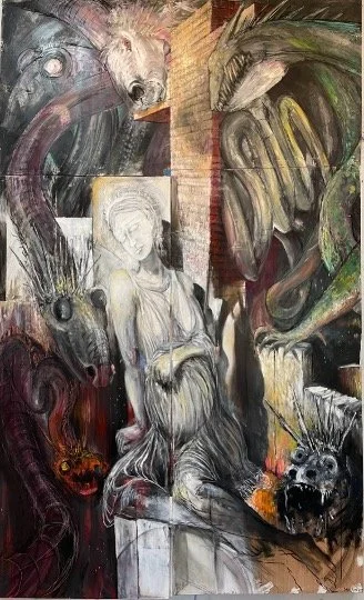 “Revelation 12”
90X45”
Oil on 3 panels
2024