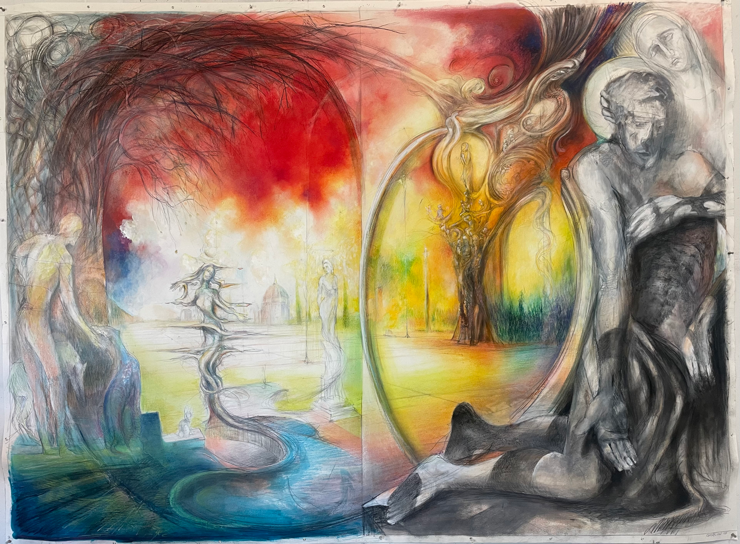 ”Omaggio alla chiese d'Italia”
Mixed media on paper
60X72”
2020