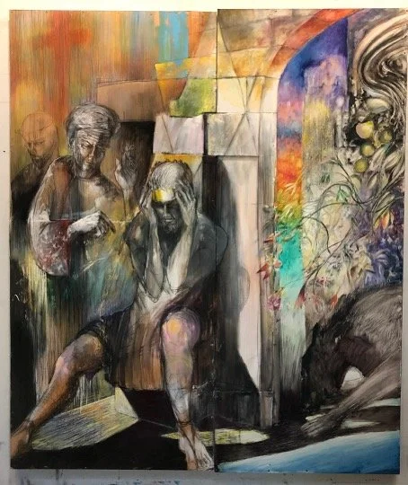David and Nathan”
80X60”
Mixed media on 2 panels
2022