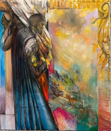“David & Bathsheba”
60X50”
Mixed media on Canvas 
and panels
2022