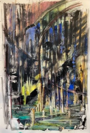 “New Jerusalem II”
45X75”
Mixed media on paper
2022