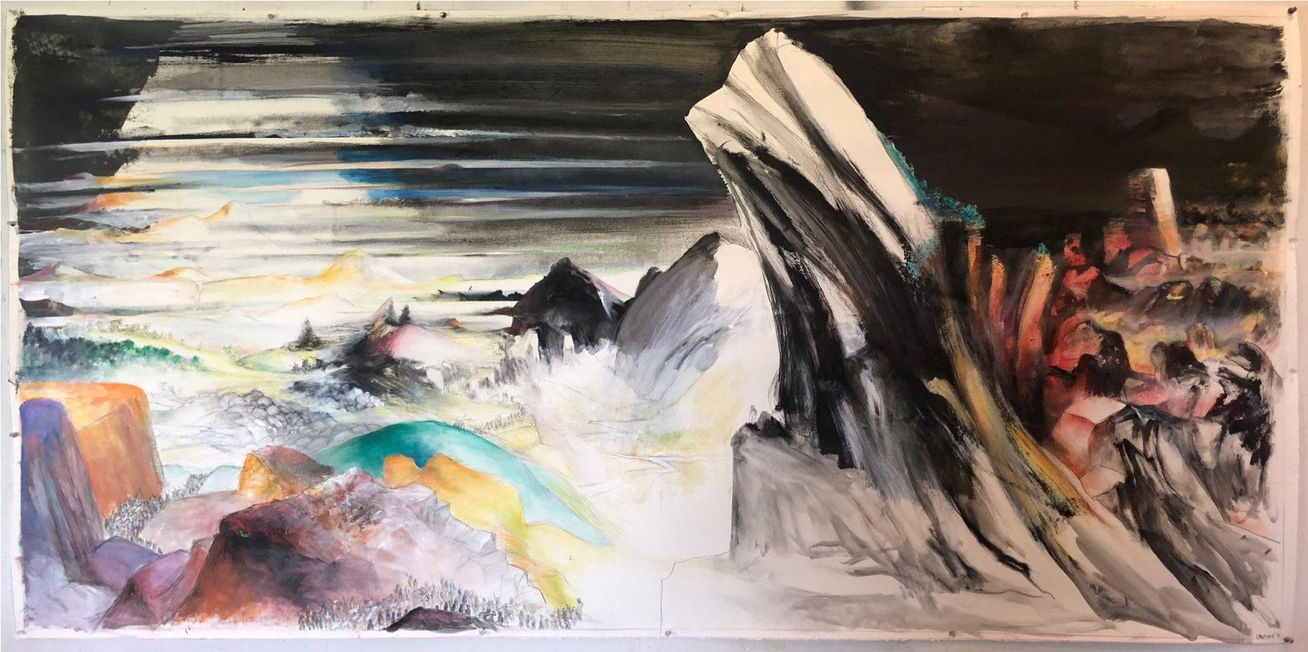 "The Children of Israel go into the Promised Land" 42X84" mixed media on paper 2022