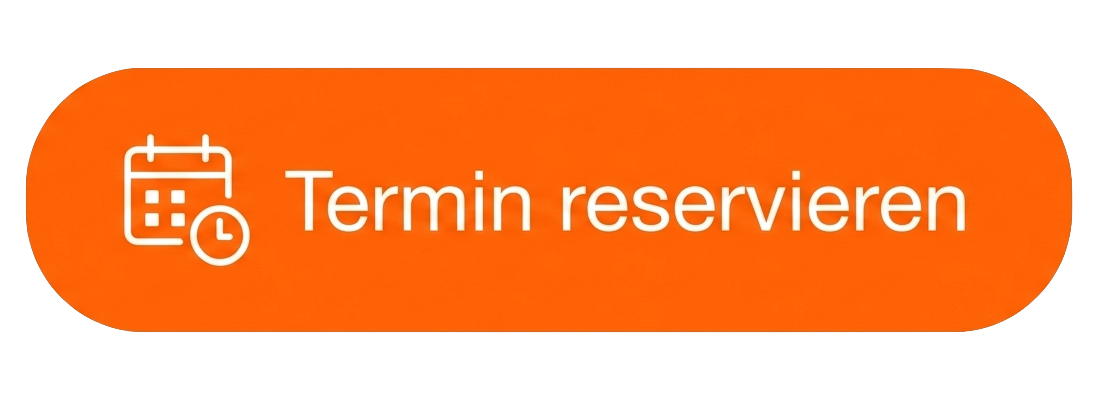 Oranger Button mit Kalender- und Uhren-Symbol, Text 'Termin reservieren'.