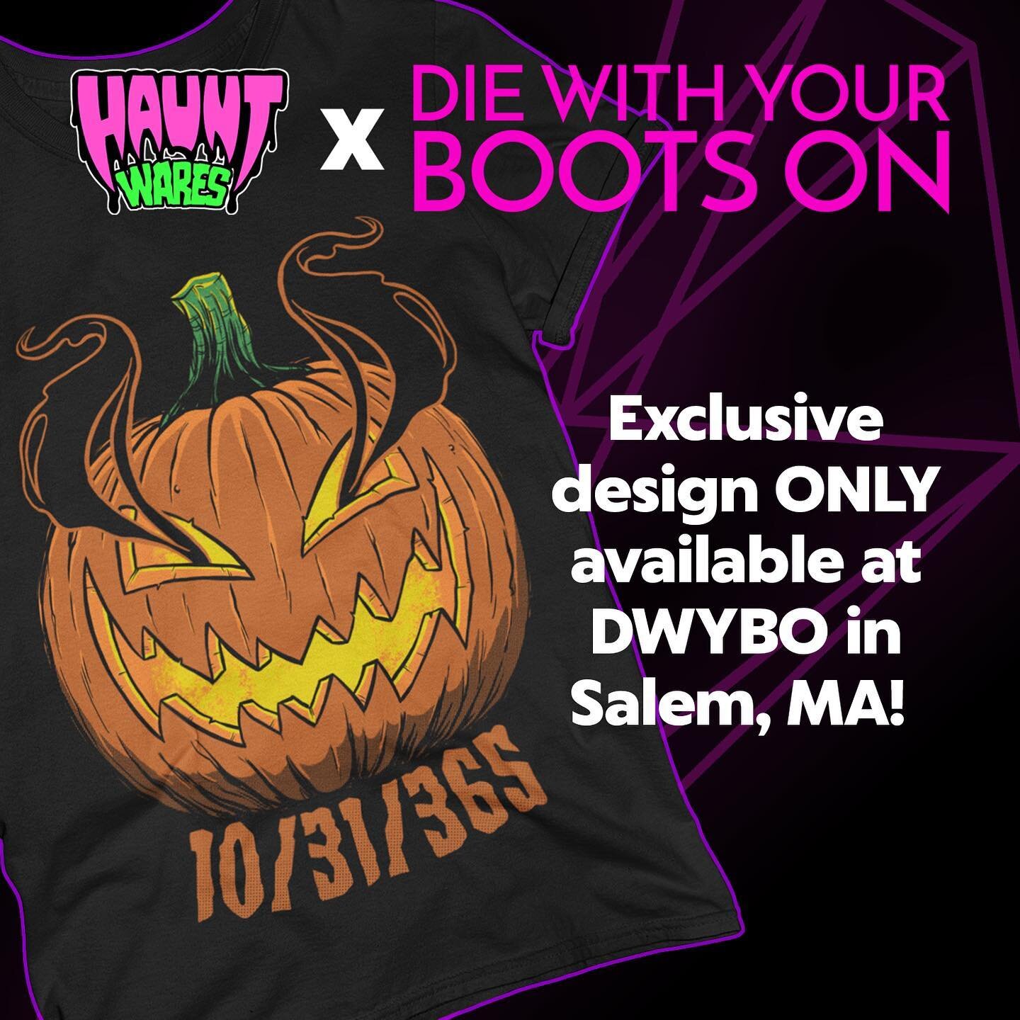 We all know Halloween isn&rsquo;t just a day, it&rsquo;s year round. Make it known with this Hauntwares shirt available EXCLUSIVELY at @diewithbootson in Salem, MA, either in store or on their site diewithyourbootson.com
.
.
.
.
#hauntwares #hallowee