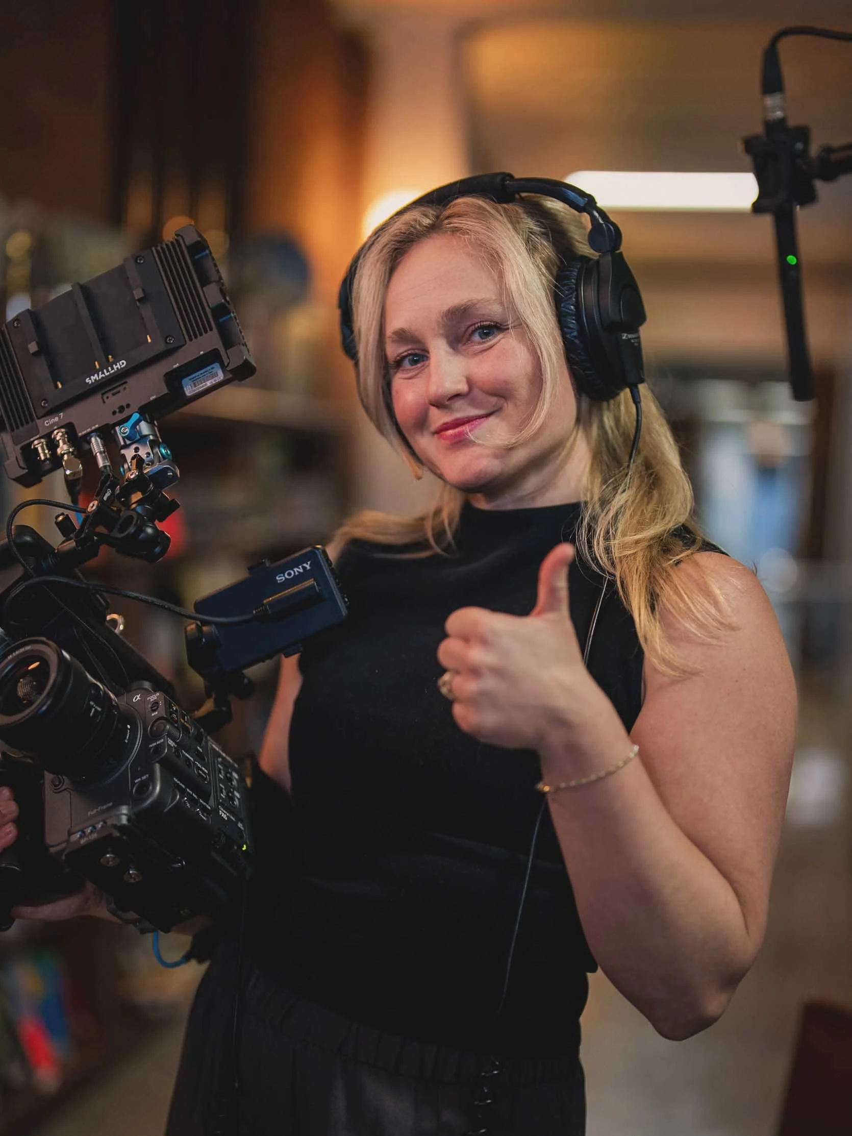Gaby Levesque Holding an FX6 Camera on set in Boston
